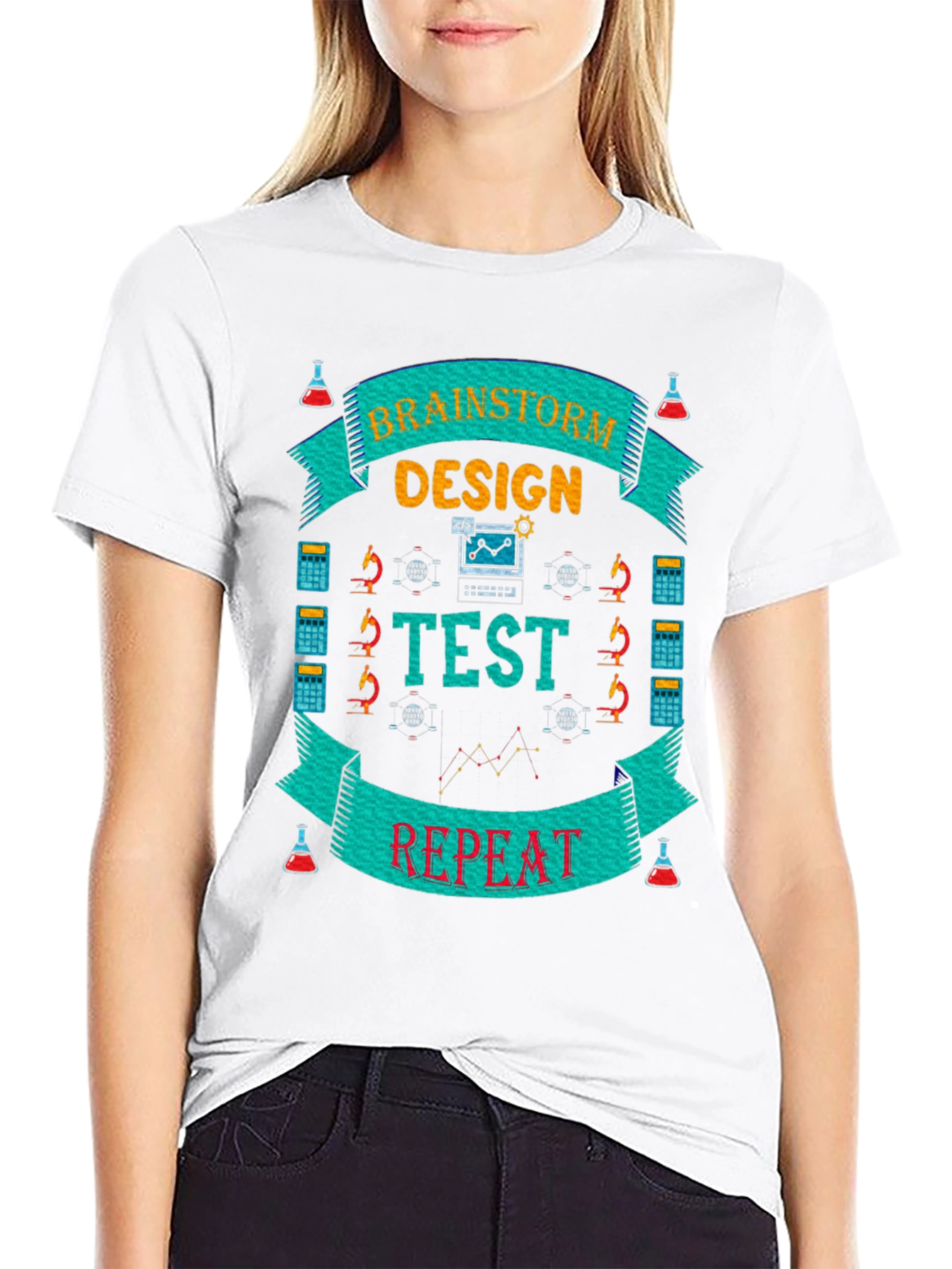 Brainstorm Design Test Repeat Black Graphic T-Shirt