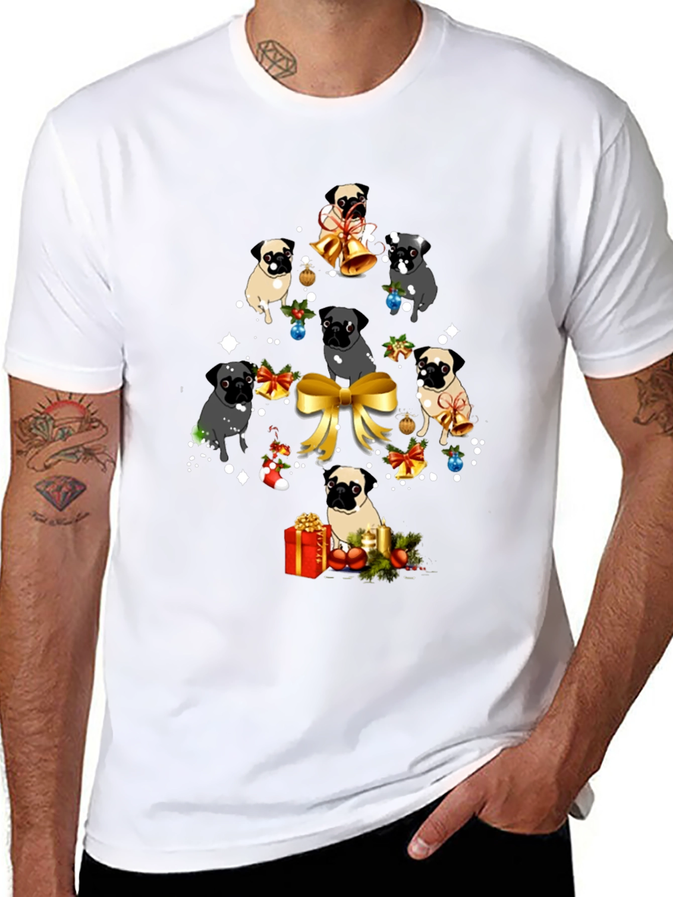 Pug Christmas Tree Graphic Tee
