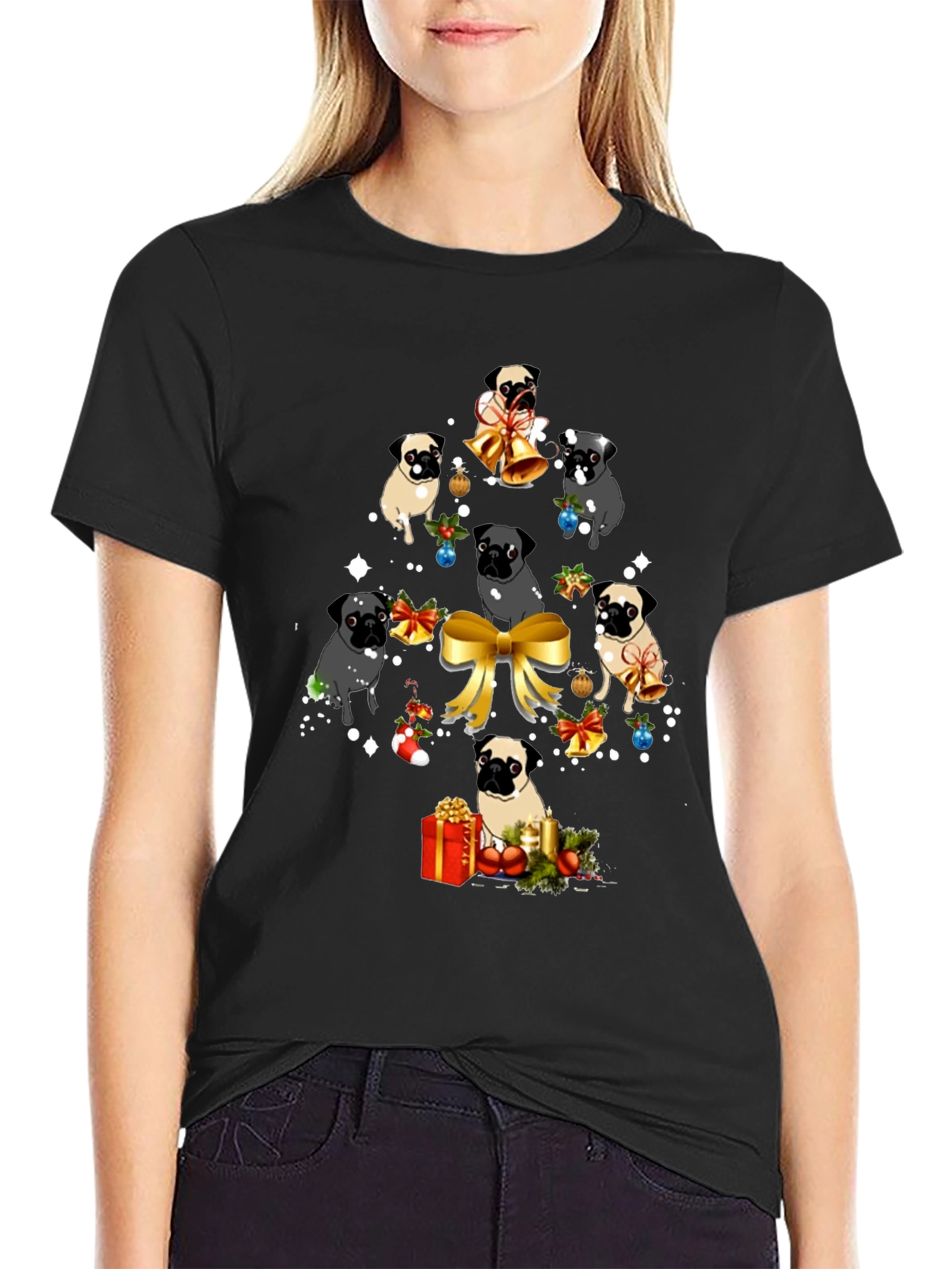Pug Christmas Tree Graphic Tee