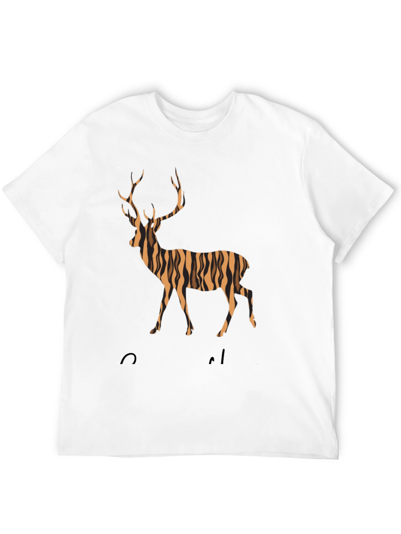 Striped Deer Graphic Tee - Mens Black T-Shirt