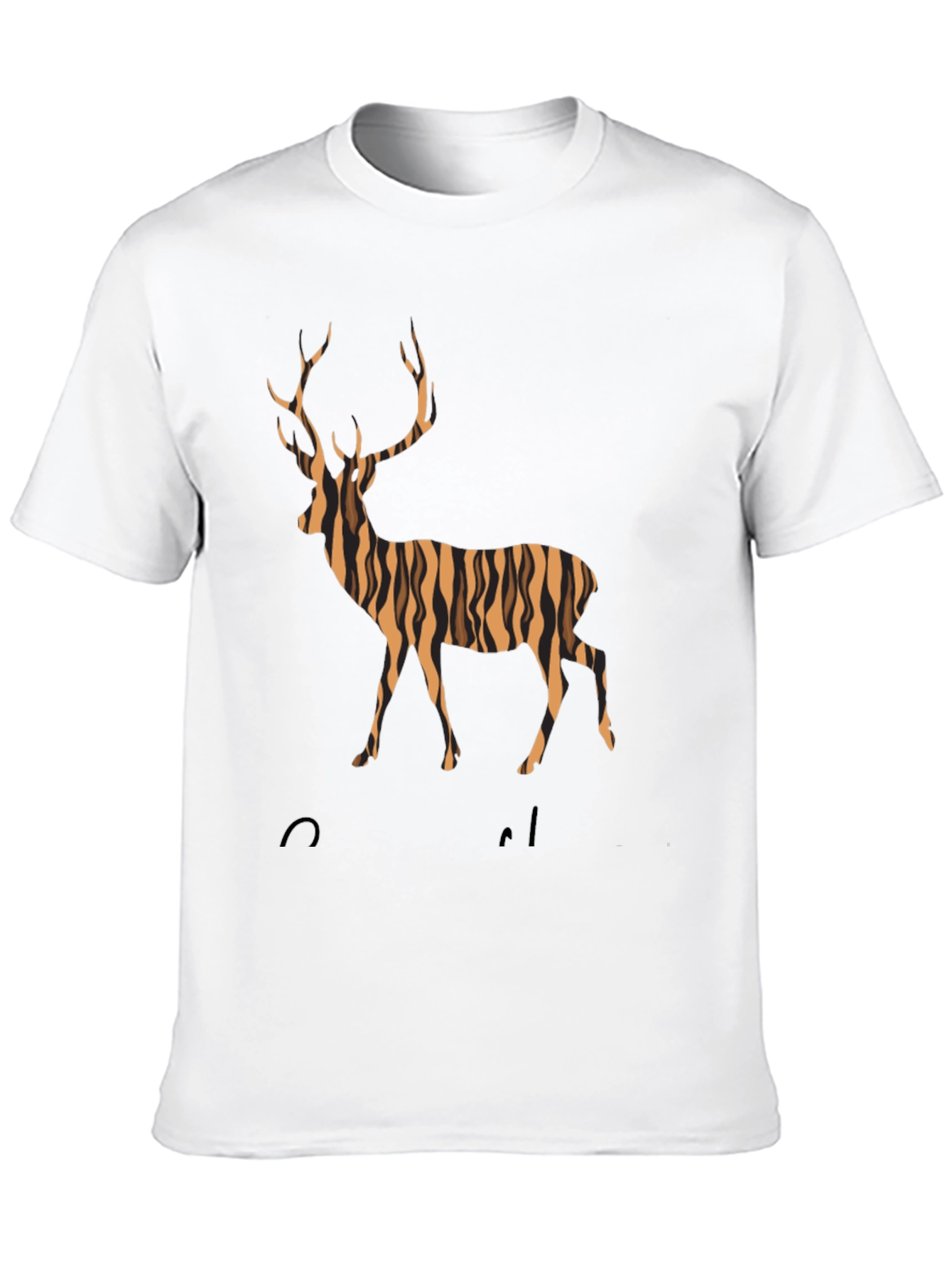 Striped Deer Graphic Tee - Mens Black T-Shirt