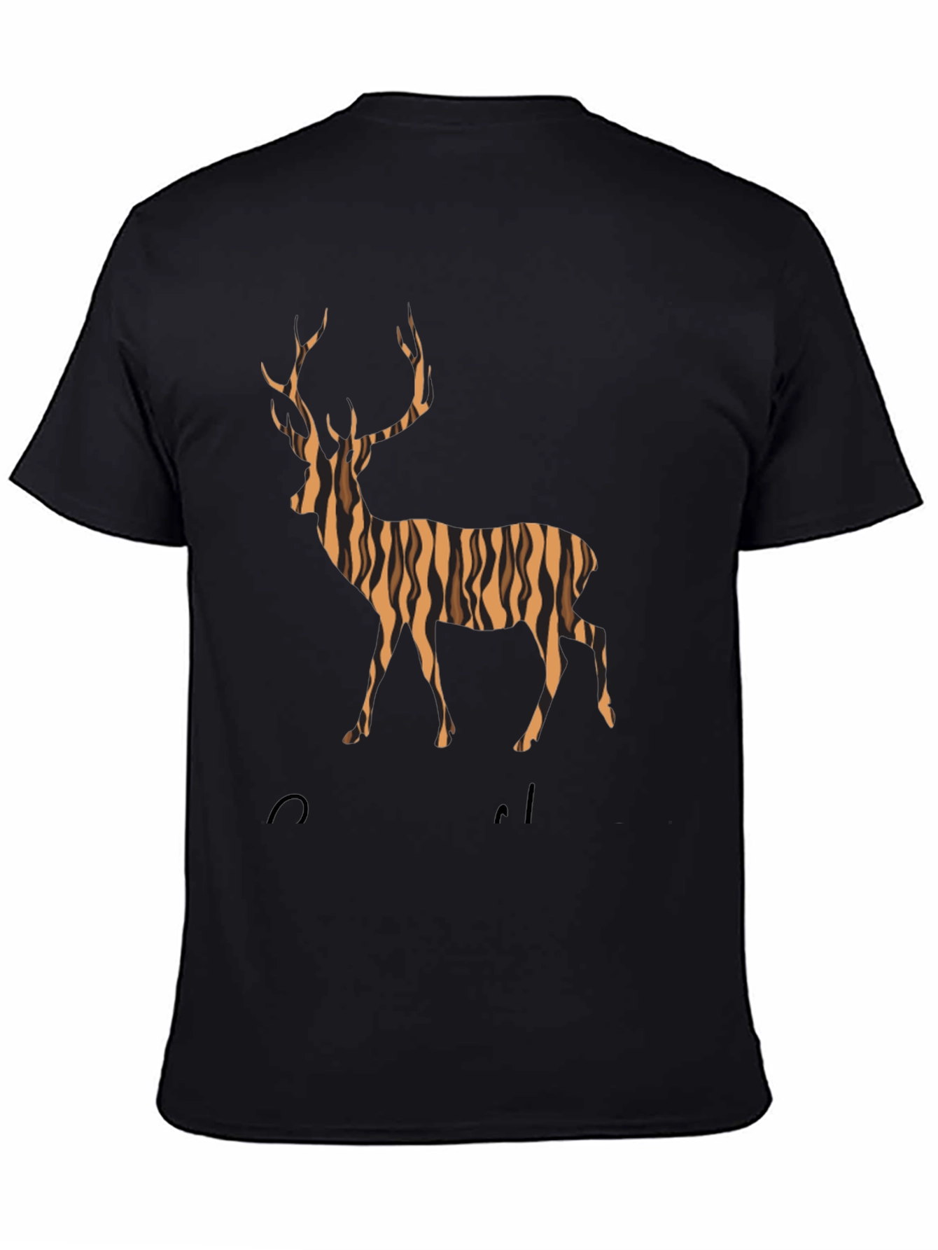 Striped Deer Graphic Tee - Mens Black T-Shirt