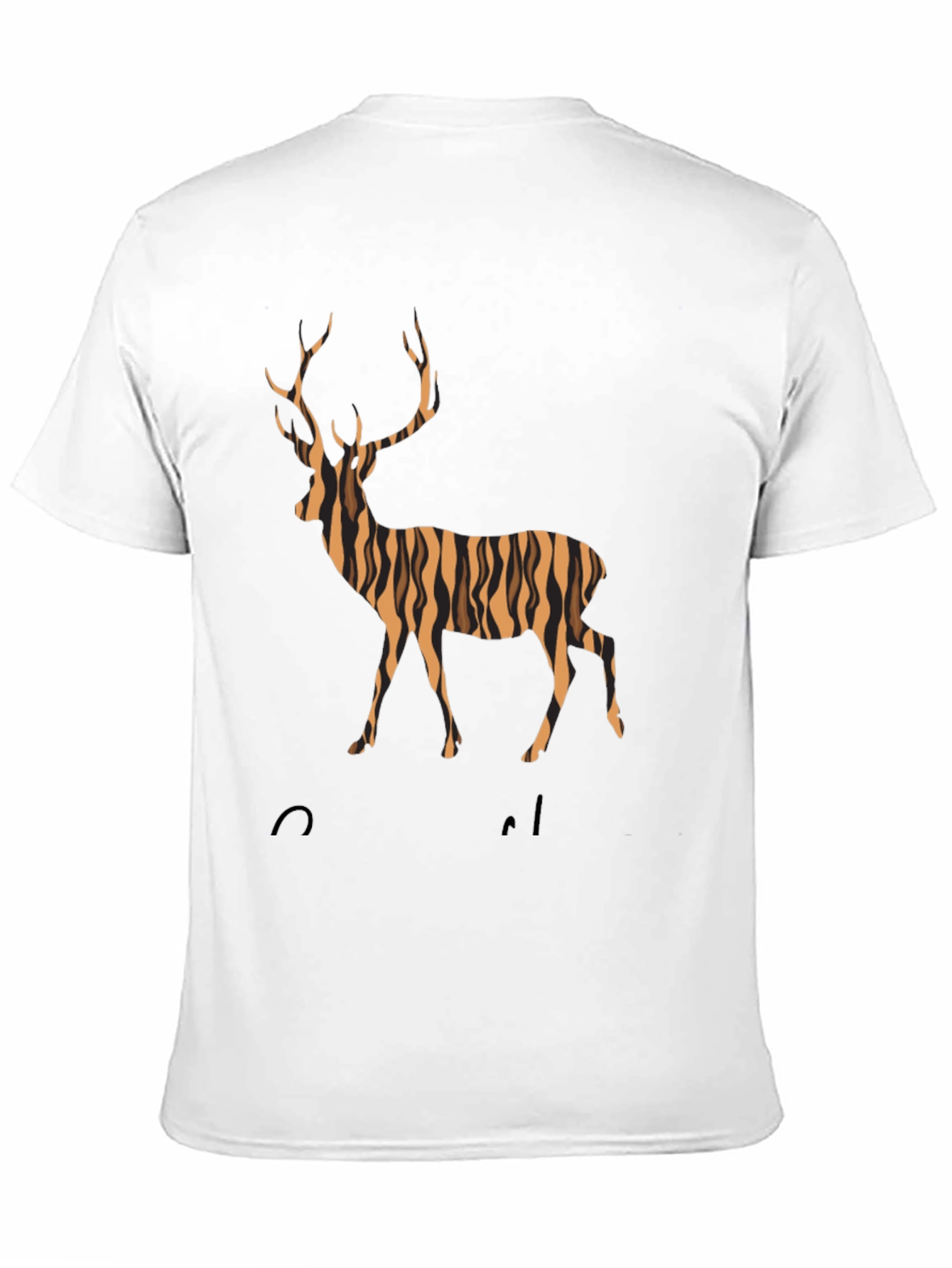 Striped Deer Graphic Tee - Mens Black T-Shirt