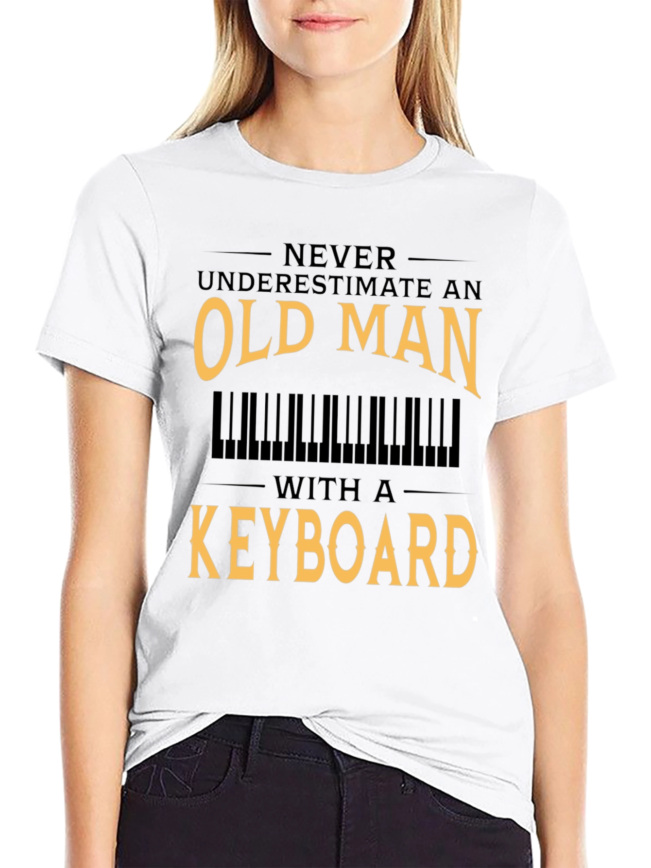 Old Man Keyboard T-Shirt - Musician Gift
