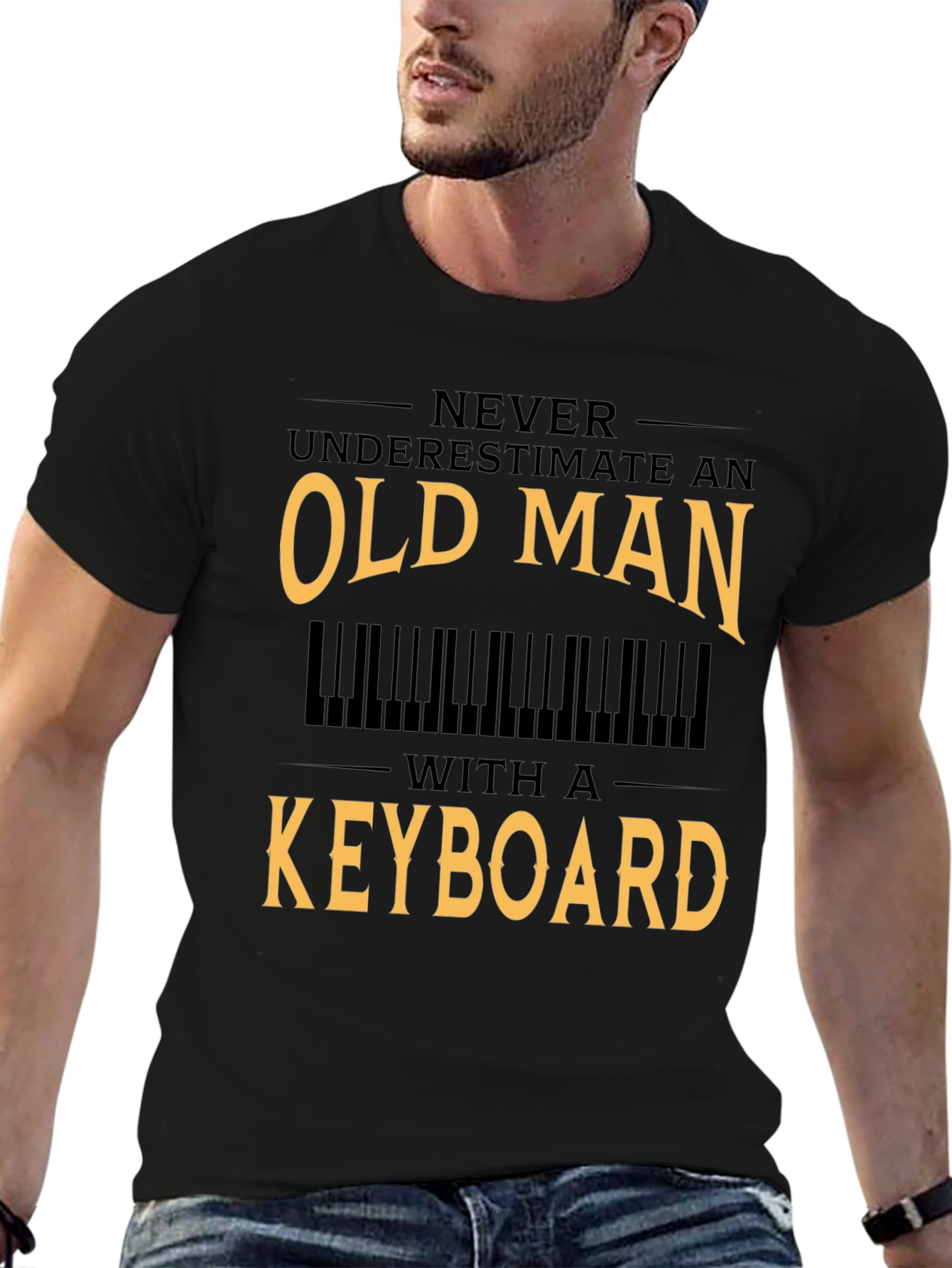 Old Man Keyboard T-Shirt - Musician Gift
