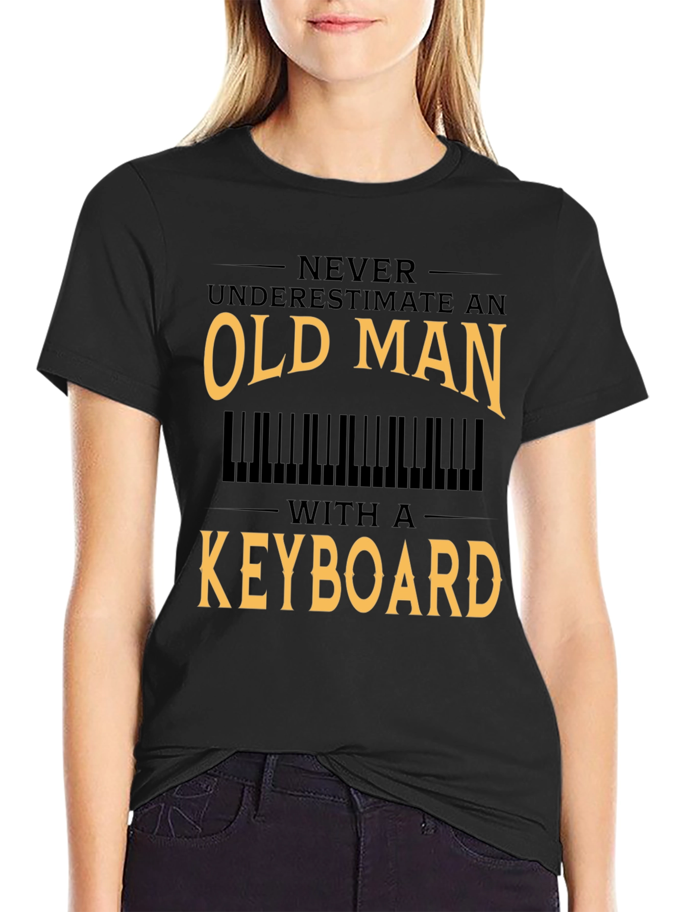 Old Man Keyboard T-Shirt - Musician Gift