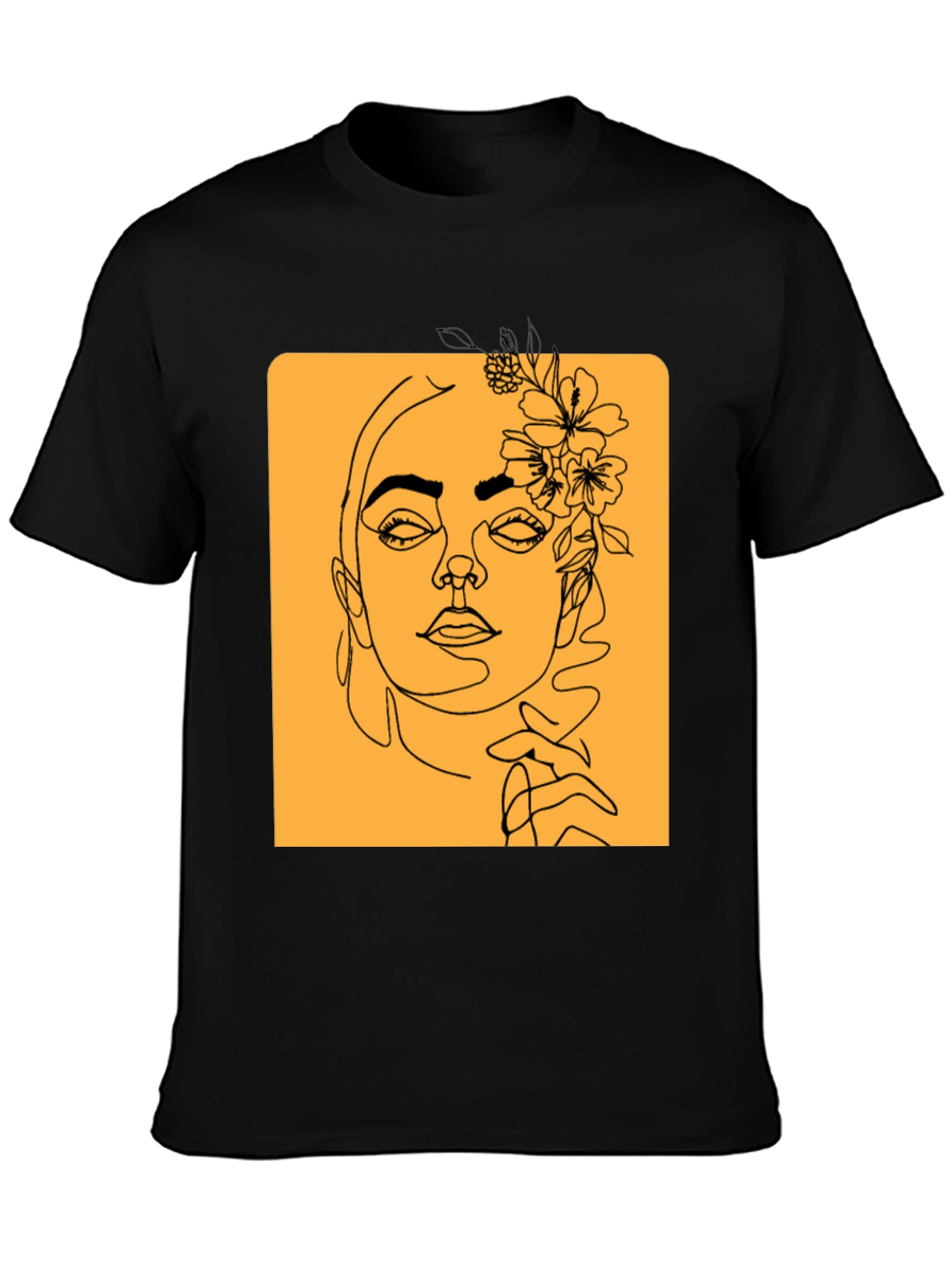 Abstract Floral Woman Graphic Tee - Black