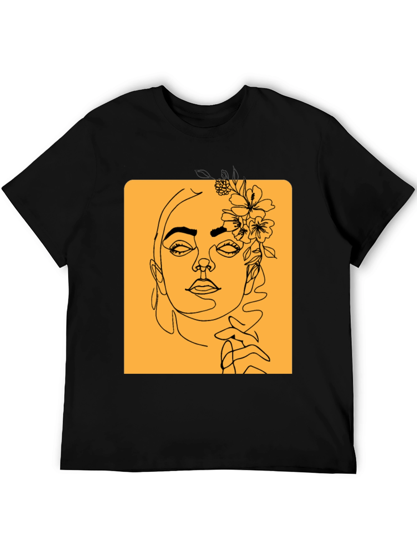 Abstract Floral Woman Graphic Tee - Black