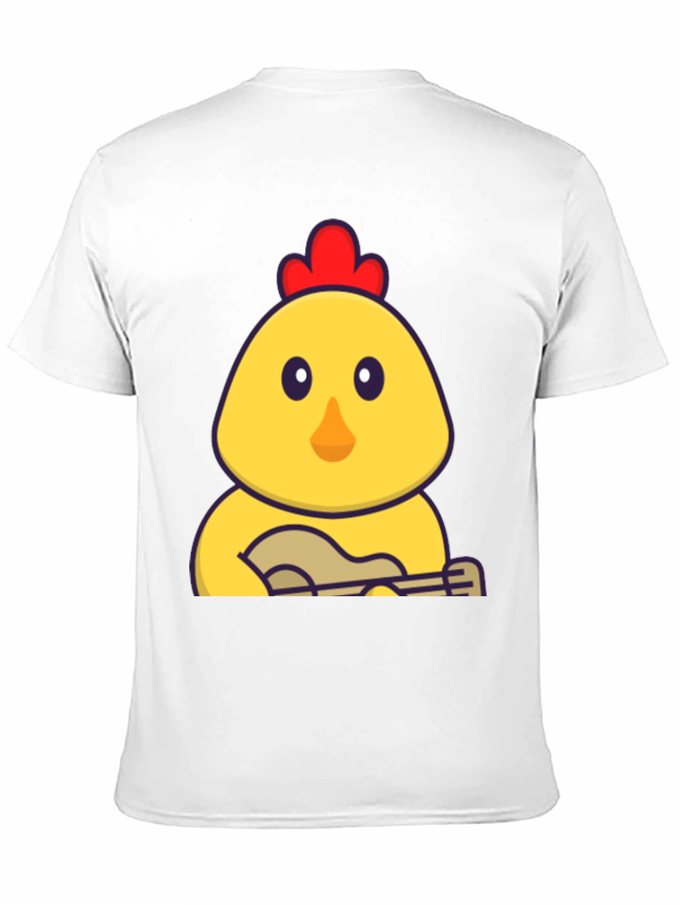 Funny Chicken Playing Ukulele Black T-Shirt