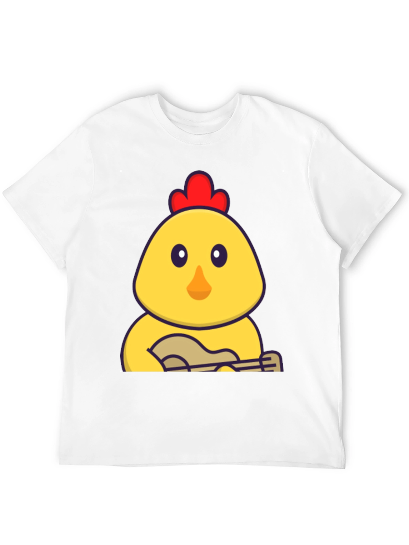 Funny Chicken Playing Ukulele Black T-Shirt