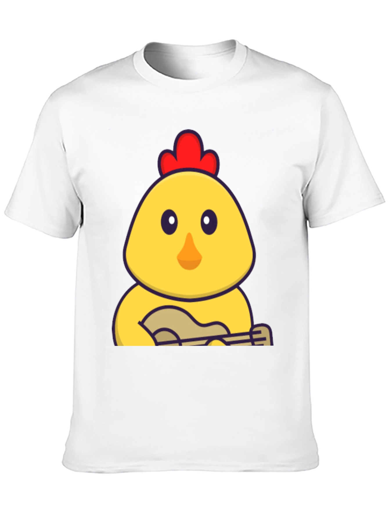Funny Chicken Playing Ukulele Black T-Shirt
