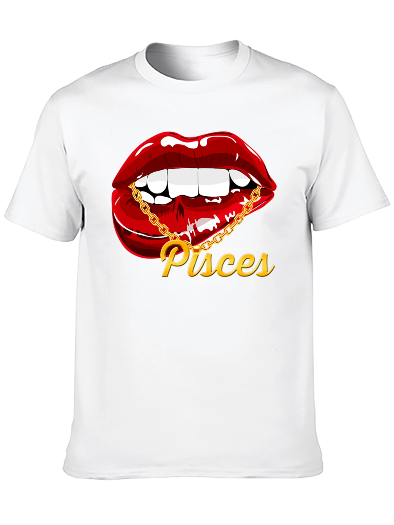 Pisces Zodiac Lips Graphic Tee - Black