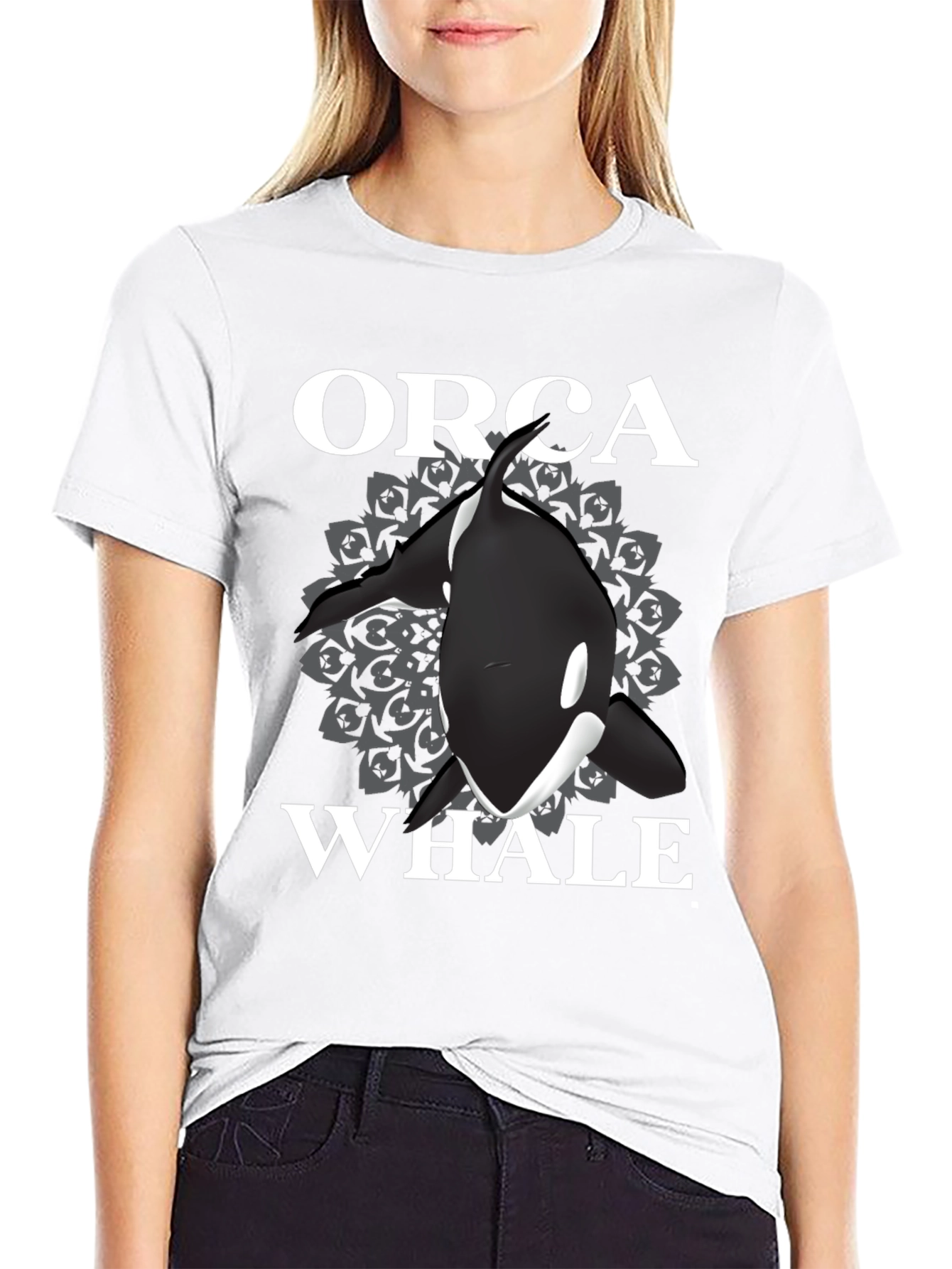 Orca Whale Graphic T-Shirt - Black
