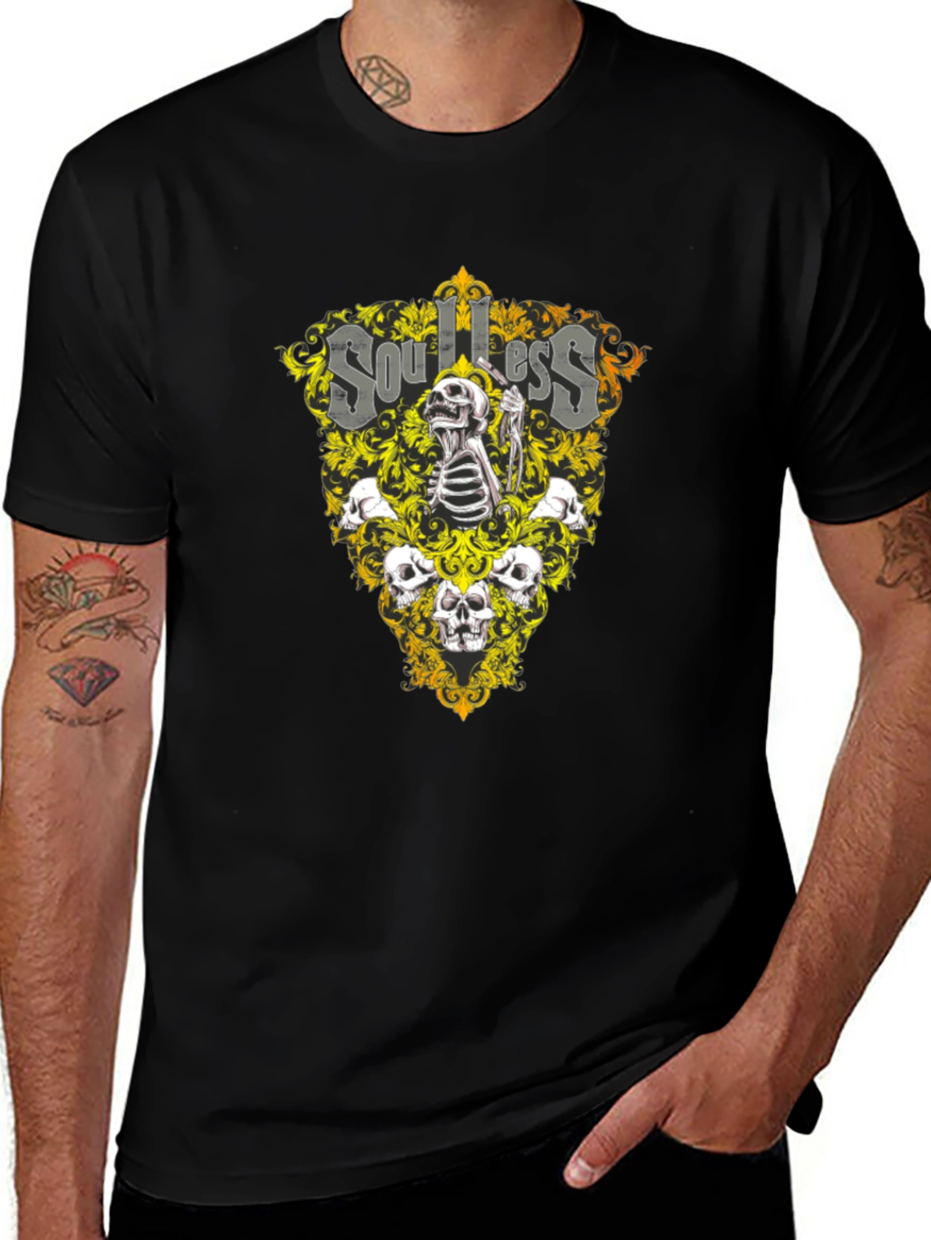 Soulless Skull Graphic Black T-Shirt
