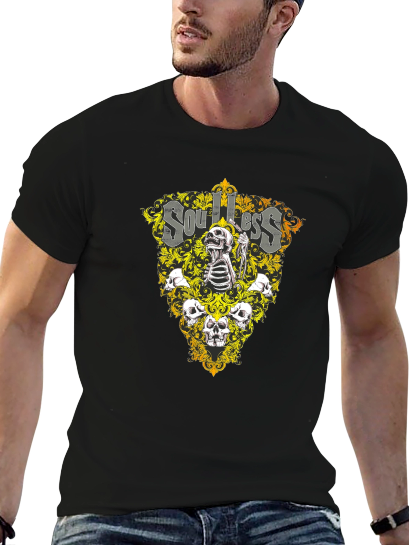 Soulless Skull Graphic Black T-Shirt