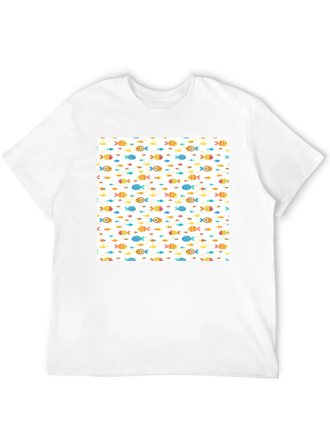 Fun Fish Pattern Black T-Shirt