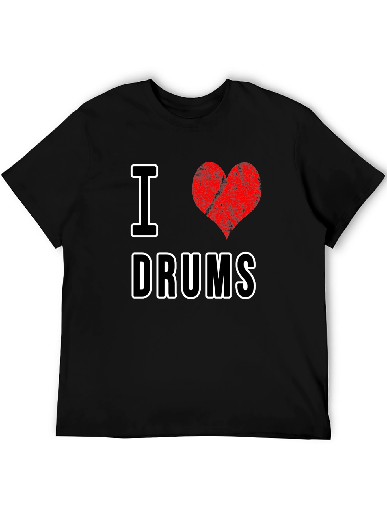 I Heart Drums Graphic Tee - Black Cotton T-Shirt
