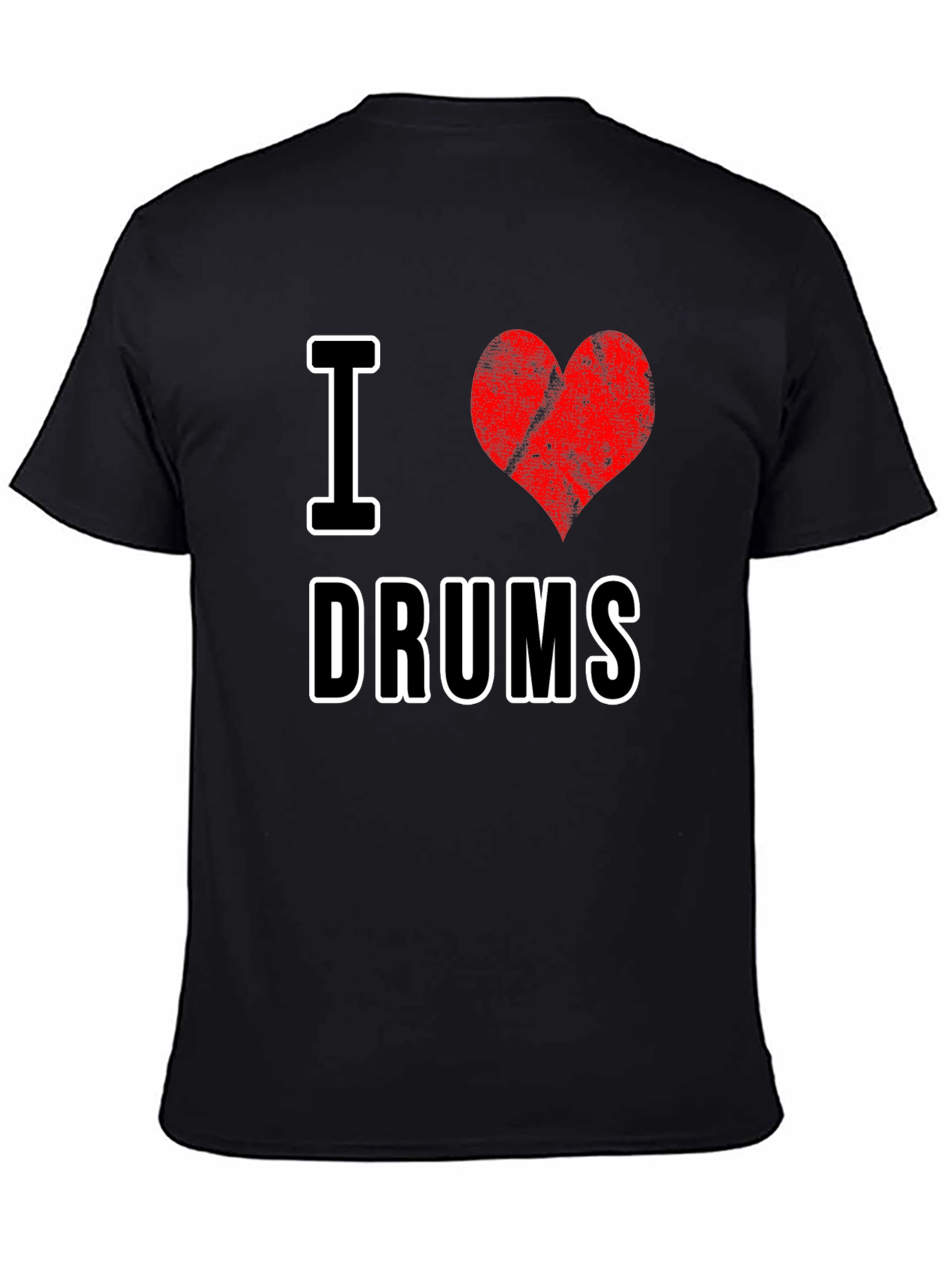 I Heart Drums Graphic Tee - Black Cotton T-Shirt
