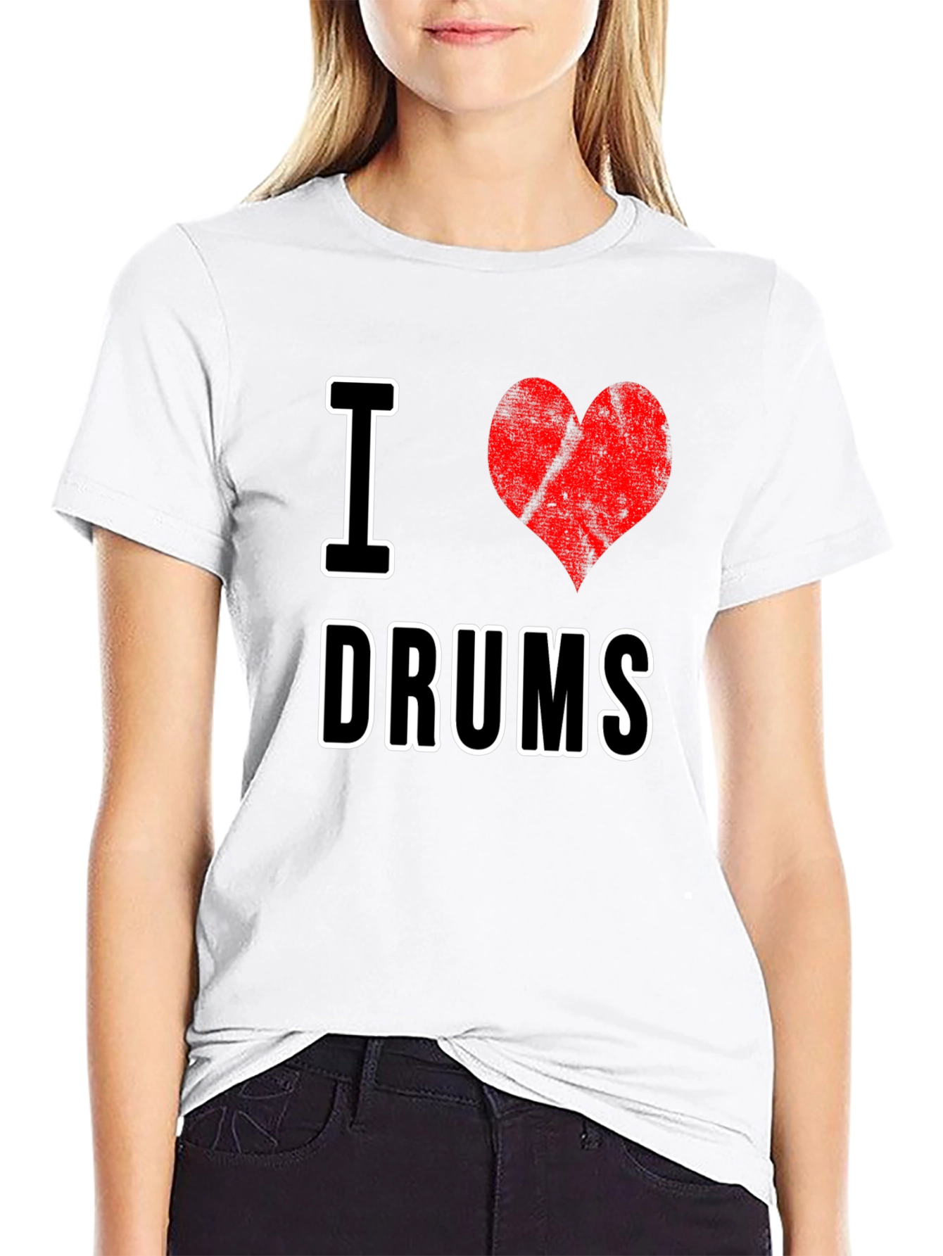 I Heart Drums Graphic Tee - Black Cotton T-Shirt