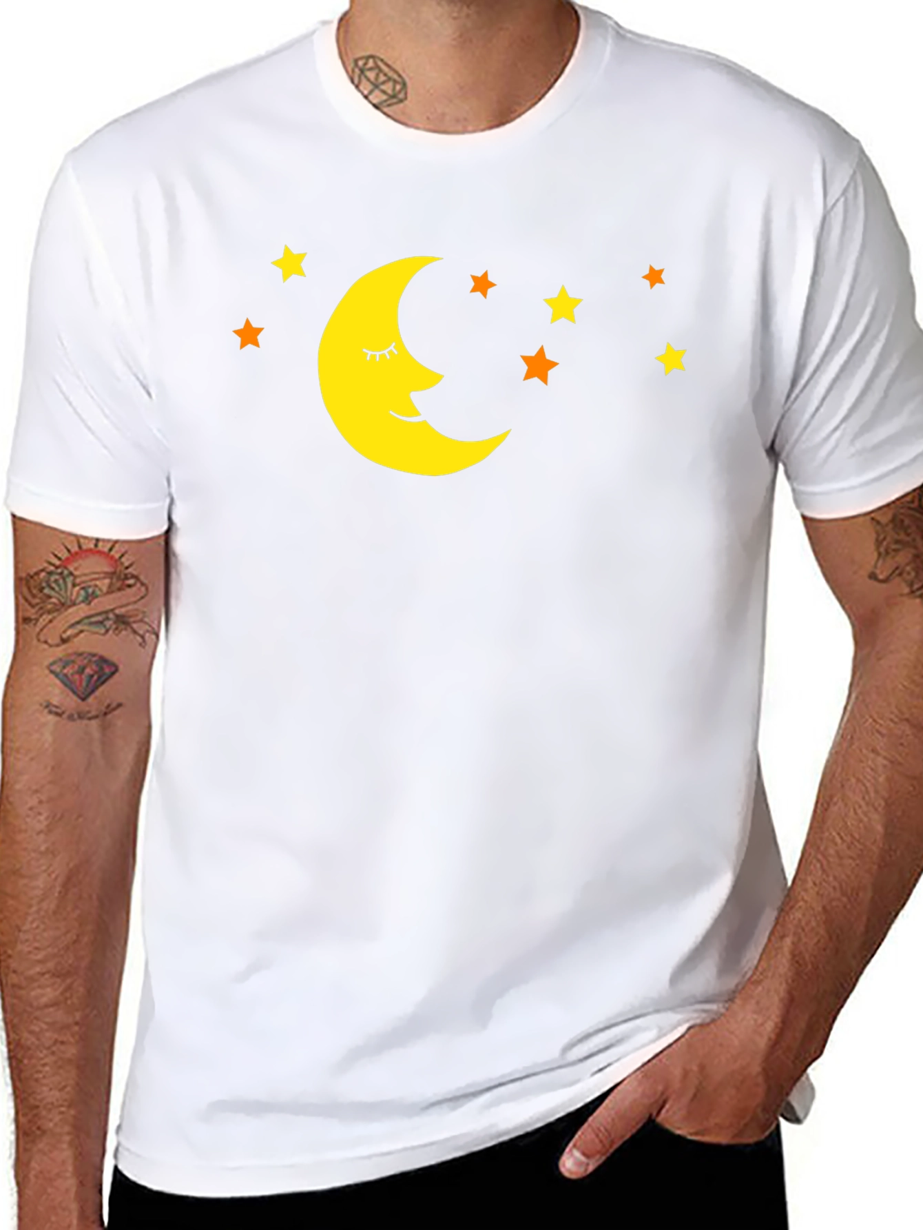 Dreamy Moon & Stars Black T-Shirt