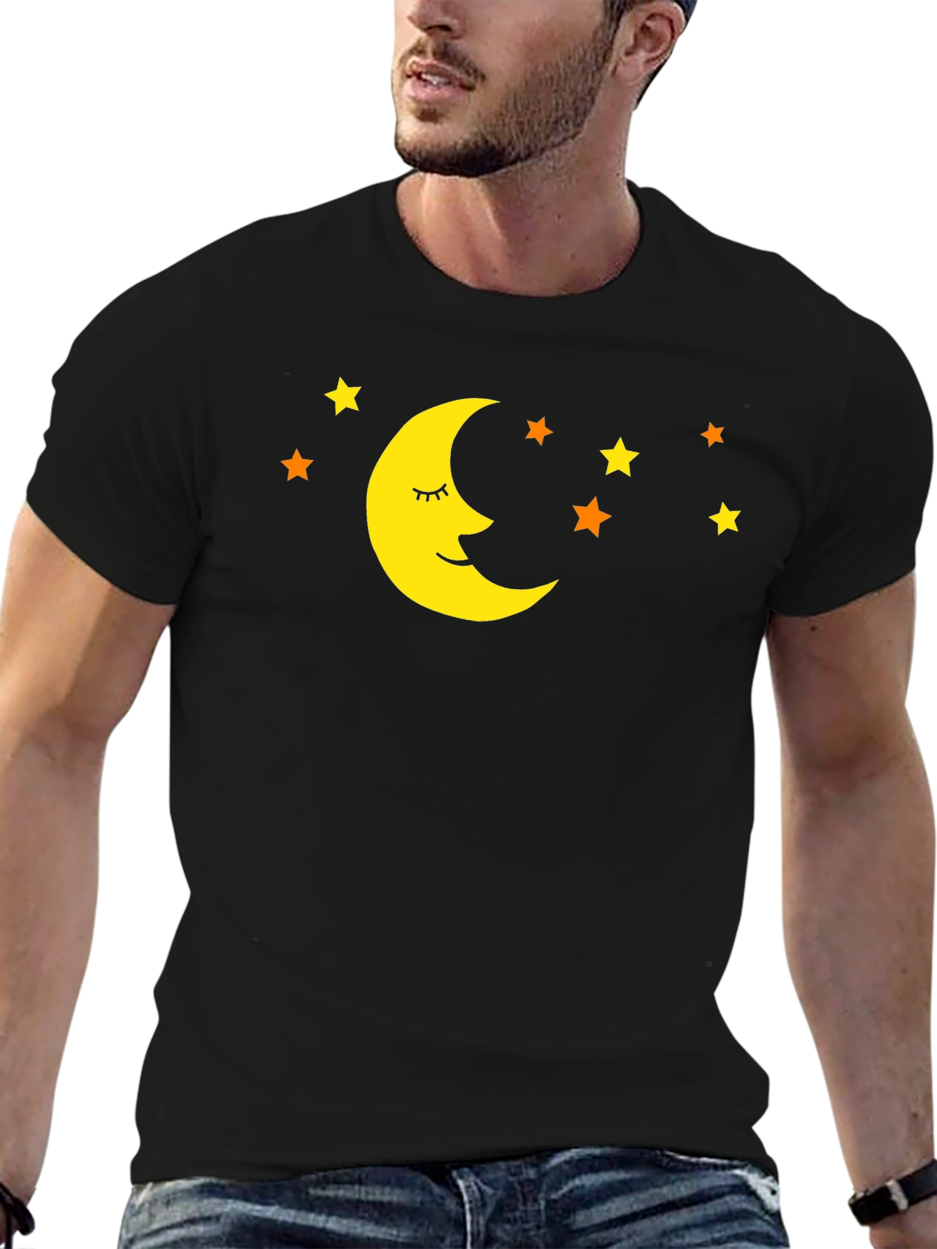 Dreamy Moon & Stars Black T-Shirt
