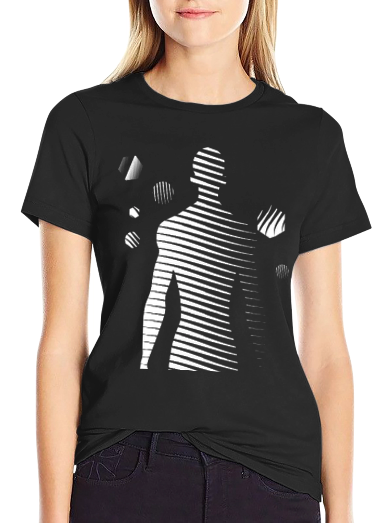 Abstract Striped Silhouette Tee - Modern Graphic Shirt