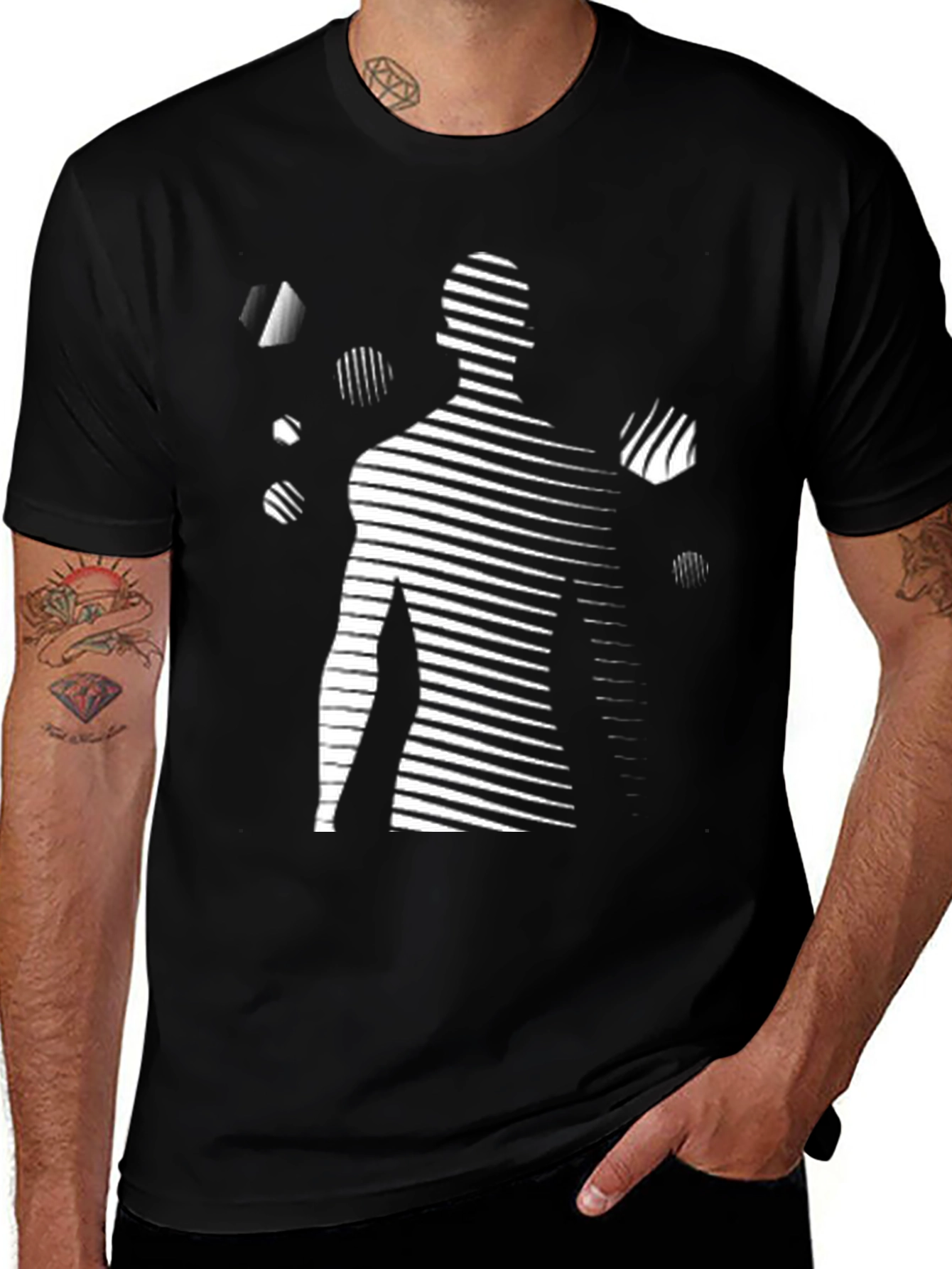 Abstract Striped Silhouette Tee - Modern Graphic Shirt