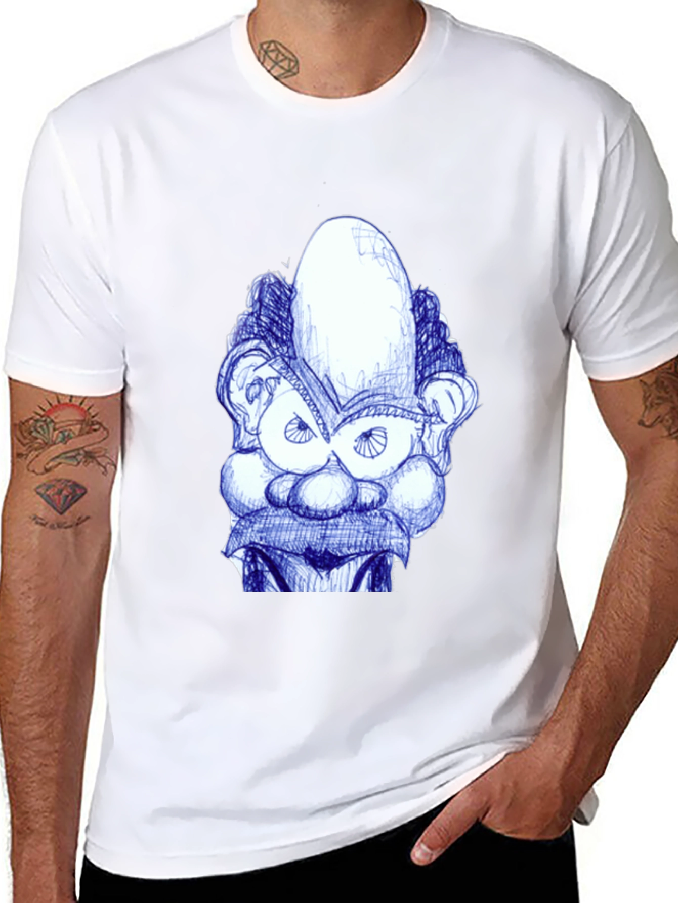 Whimsical Cartoon Face Graphic Tee - Black