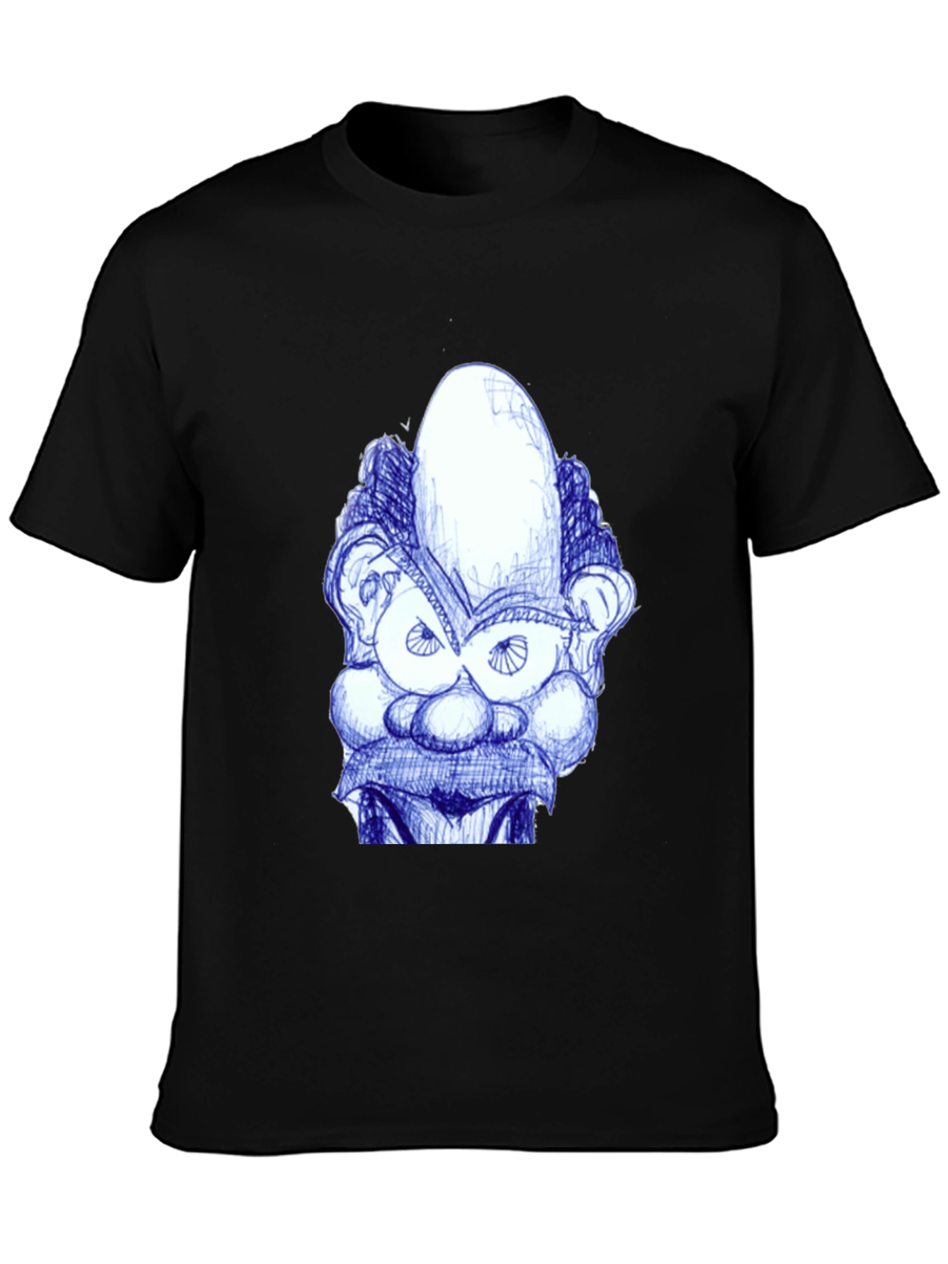 Whimsical Cartoon Face Graphic Tee - Black