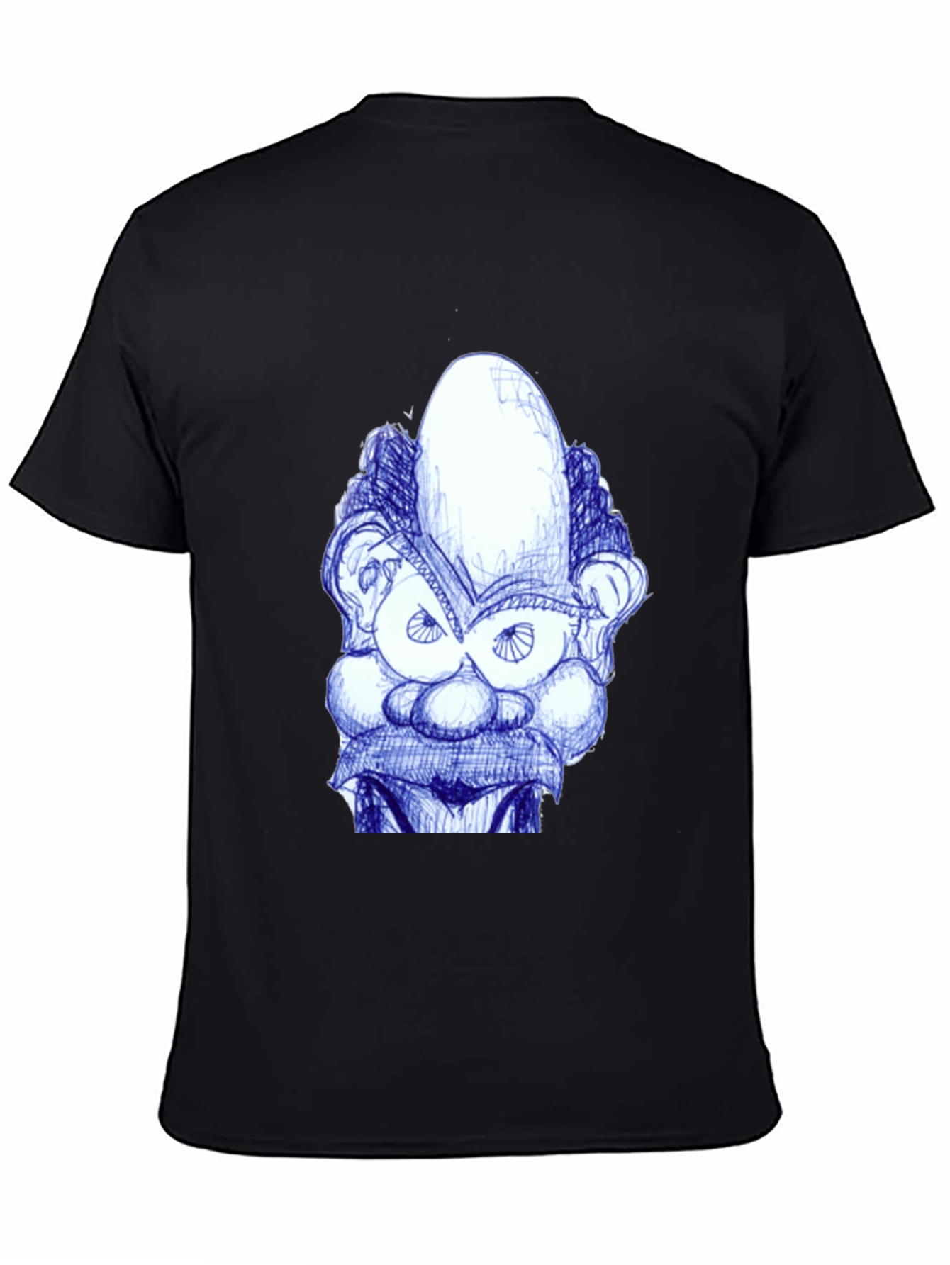 Whimsical Cartoon Face Graphic Tee - Black