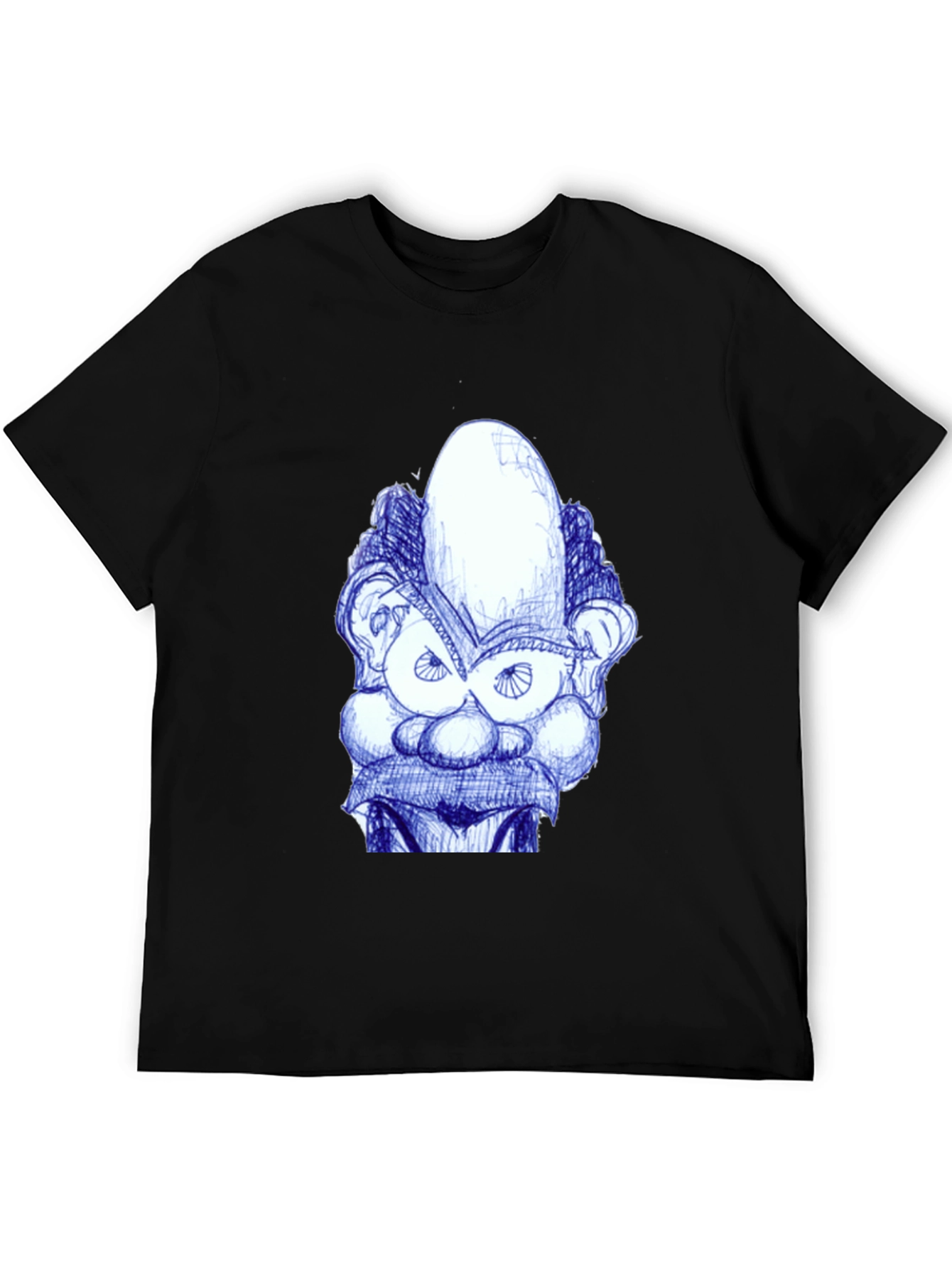 Whimsical Cartoon Face Graphic Tee - Black
