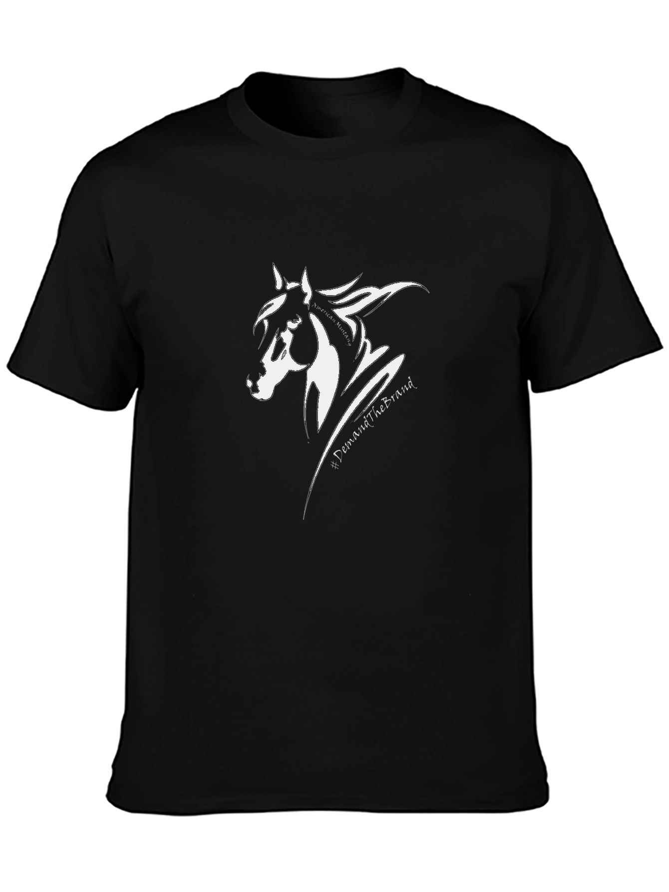 Black T-Shirt with White Horse Graphic