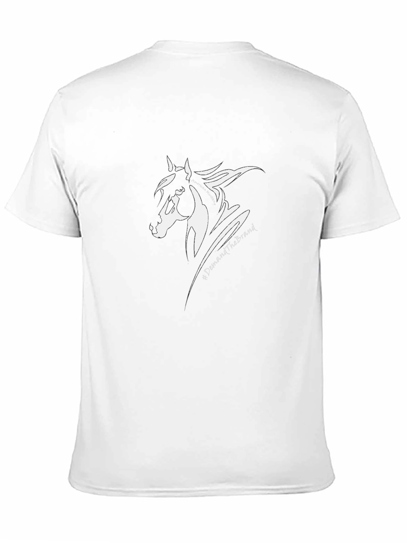 Black T-Shirt with White Horse Graphic