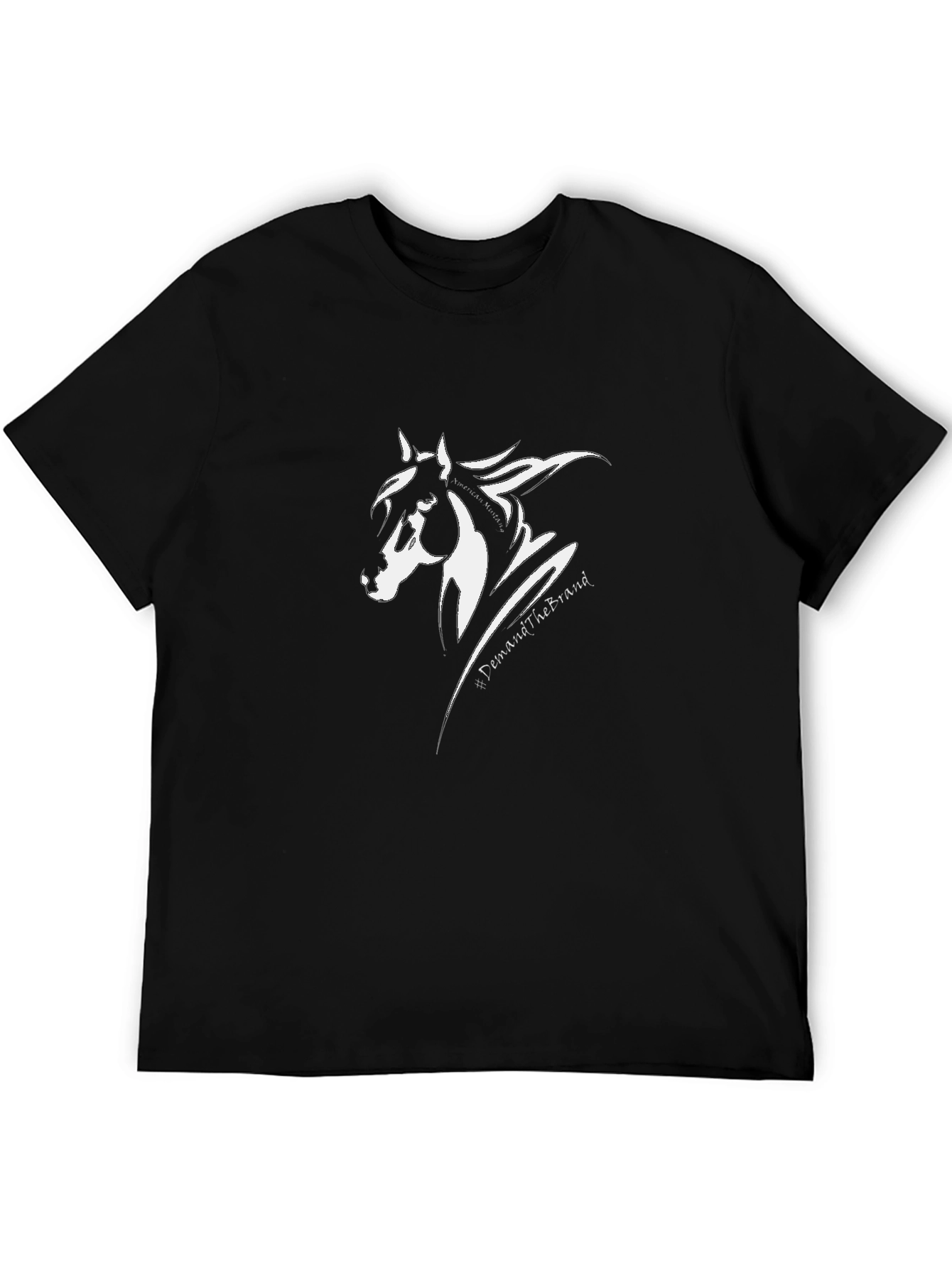 Black T-Shirt with White Horse Graphic