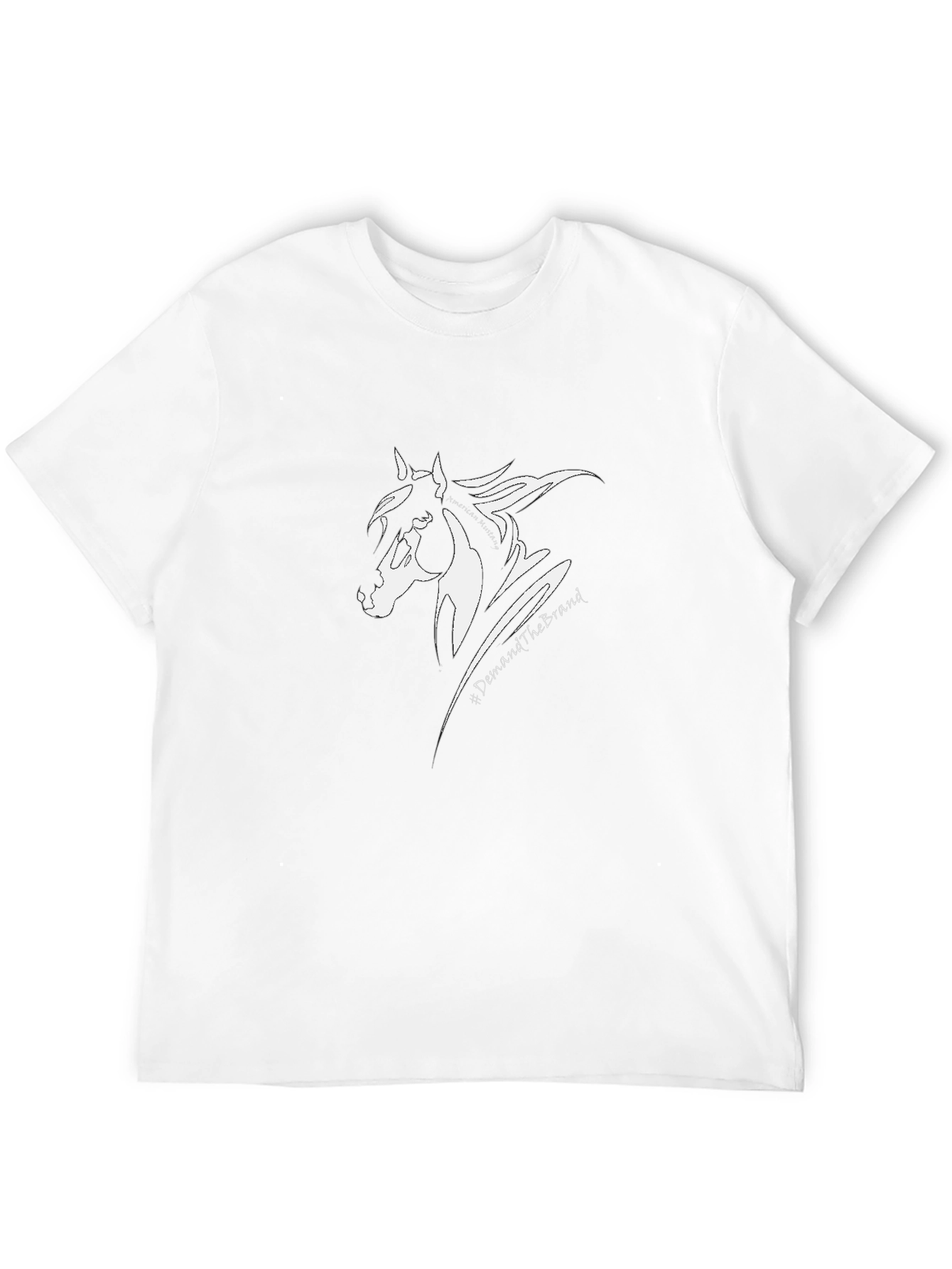 Black T-Shirt with White Horse Graphic