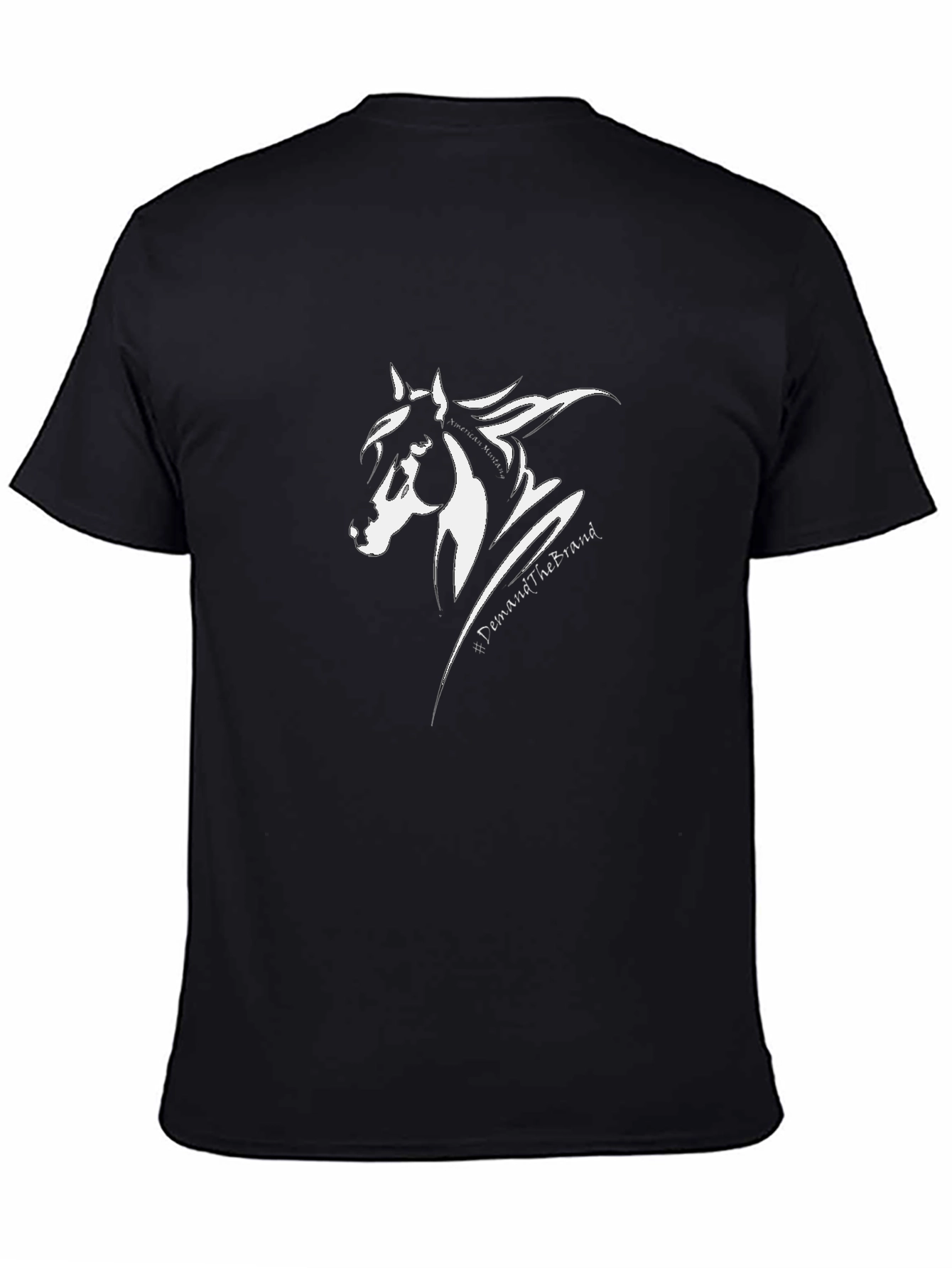 Black T-Shirt with White Horse Graphic