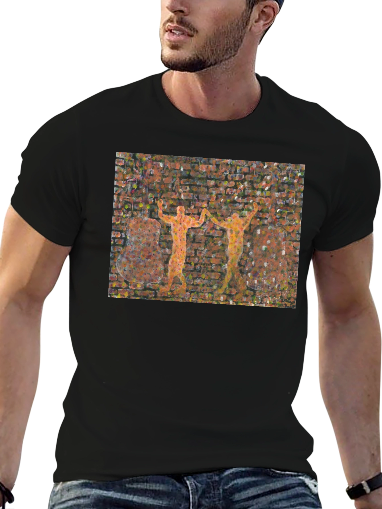 Abstract Brick Wall Graphic T-Shirt
