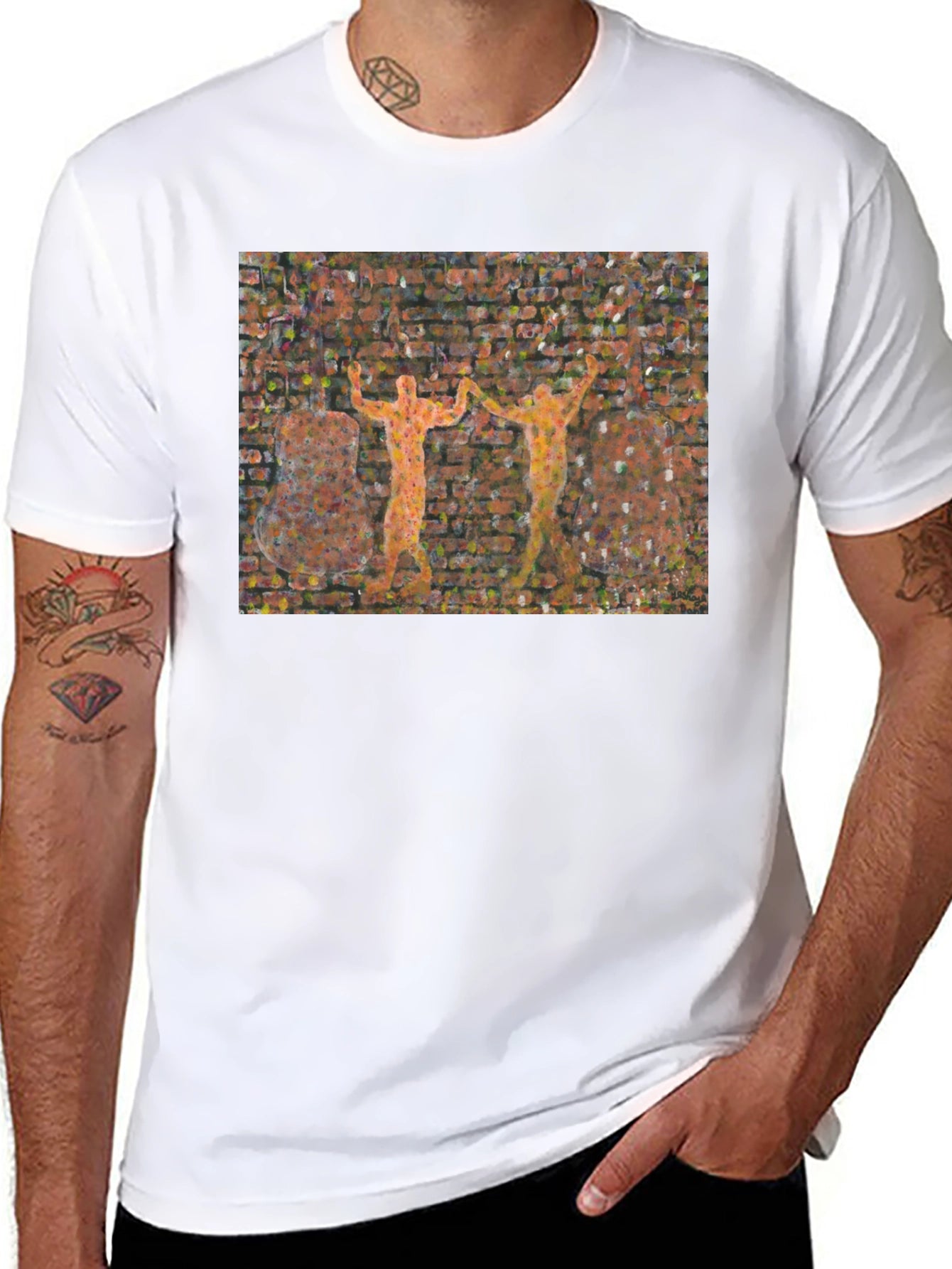 Abstract Brick Wall Graphic T-Shirt