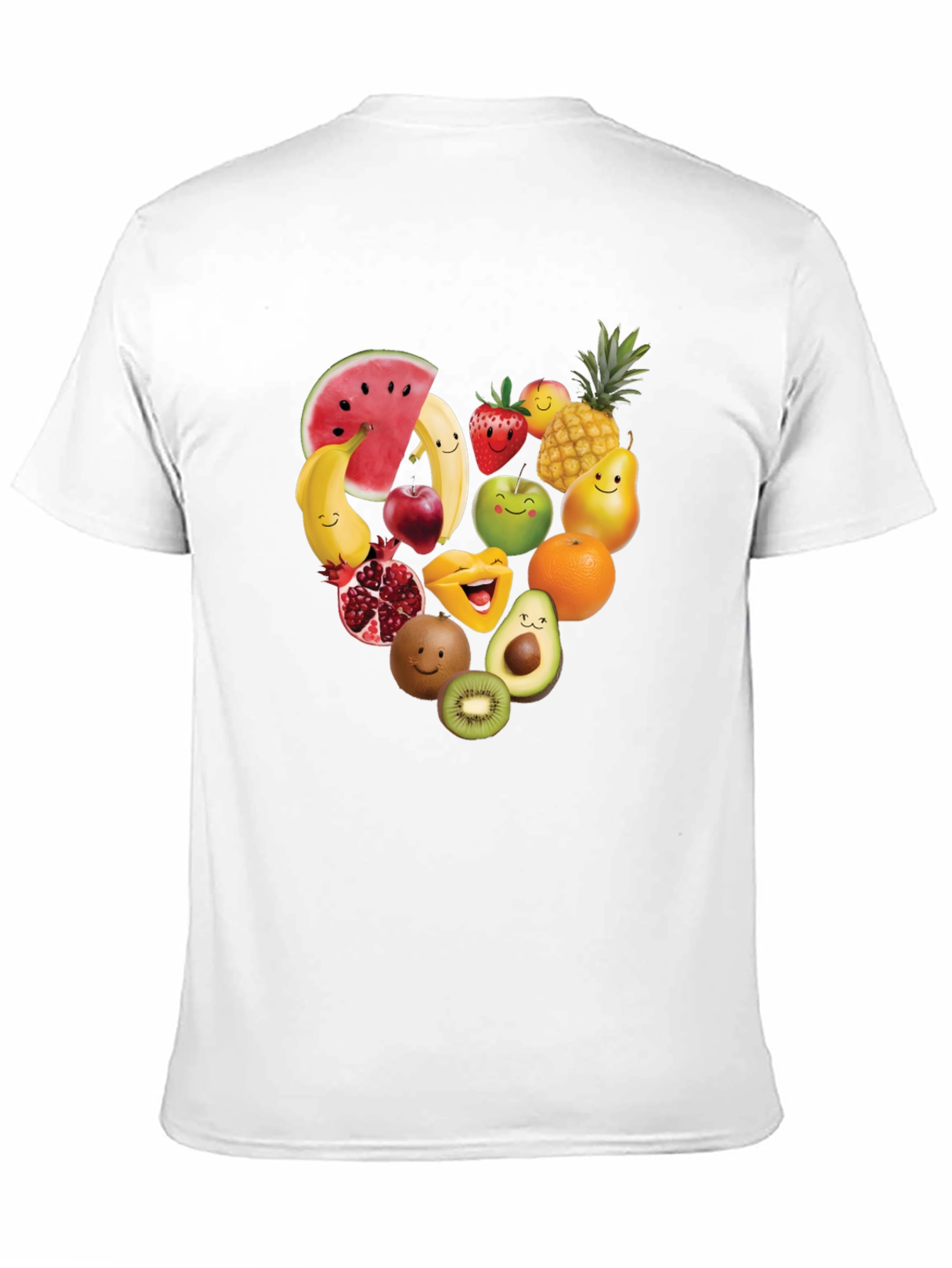 Fruity Heart Graphic T-Shirt - Cute Fruit Design