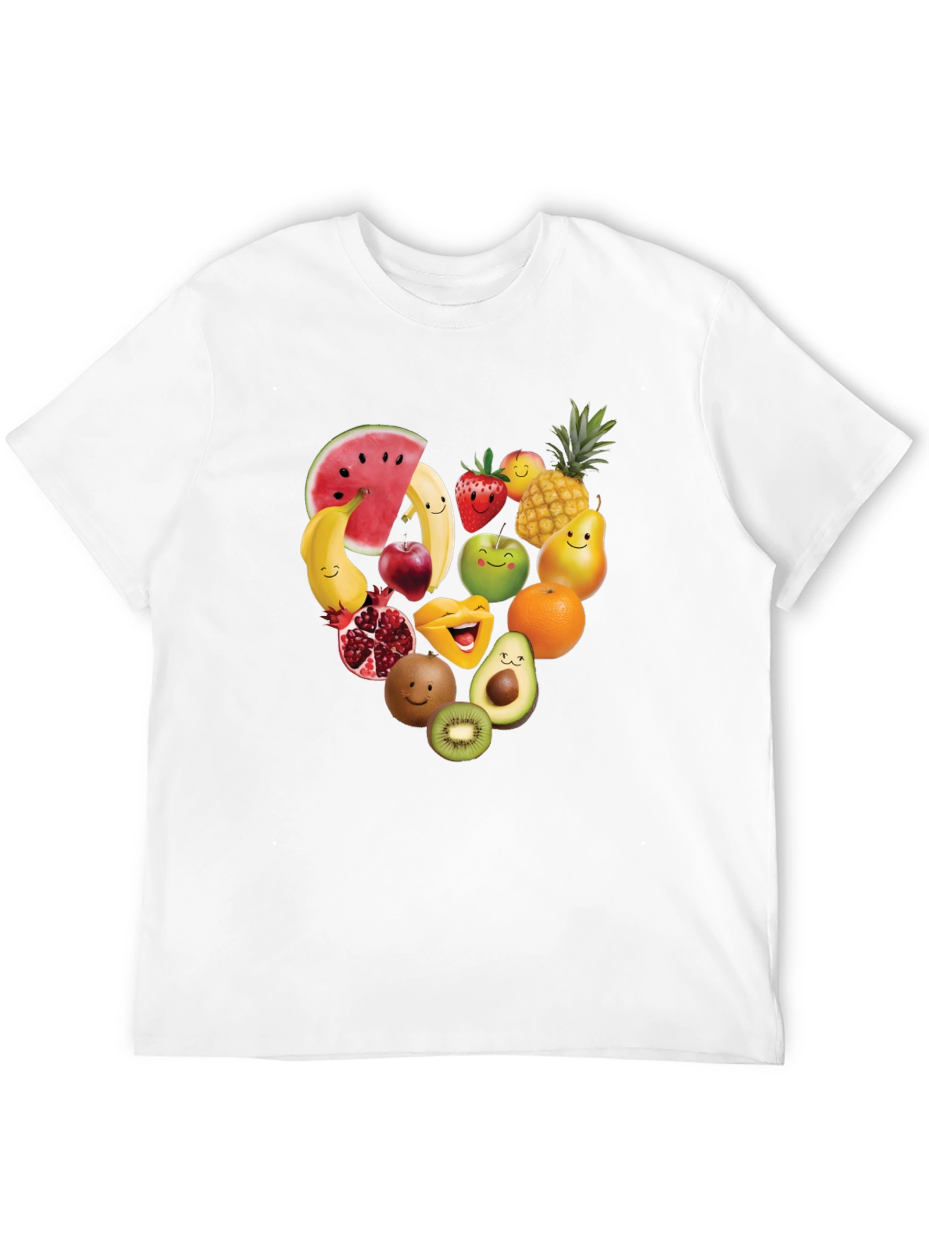 Fruity Heart Graphic T-Shirt - Cute Fruit Design