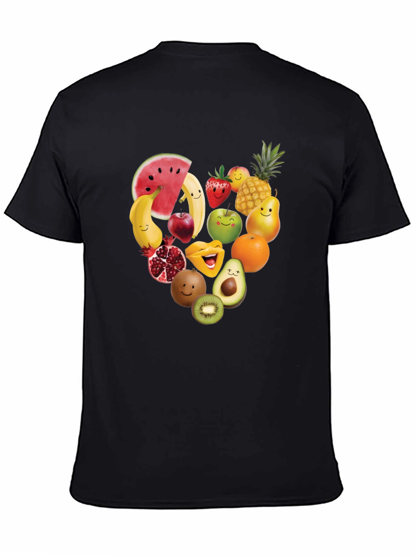 Fruity Heart Graphic T-Shirt - Cute Fruit Design
