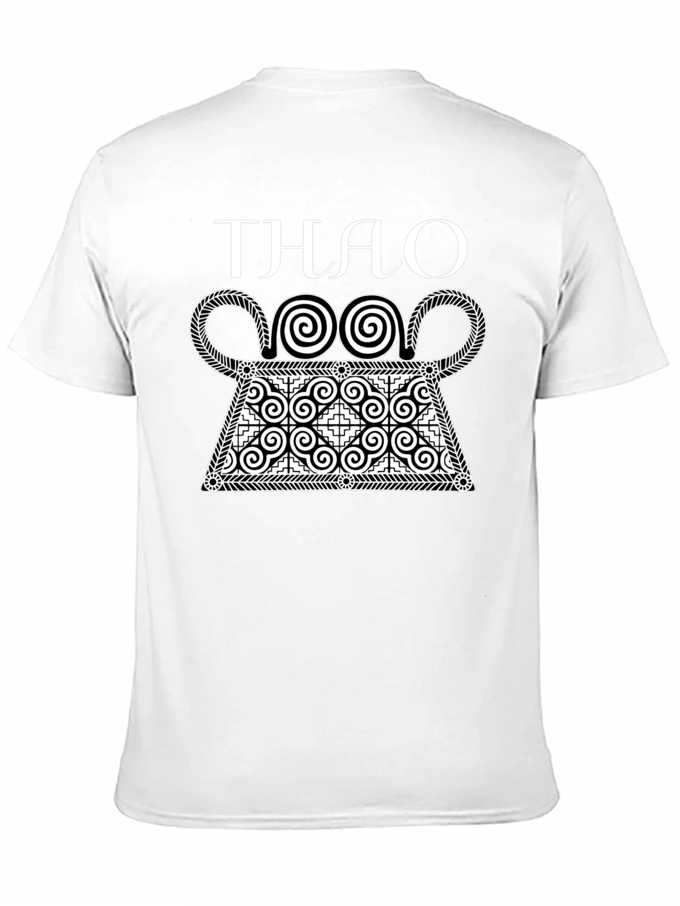 Stylish Black T-Shirt with White Hmong Design