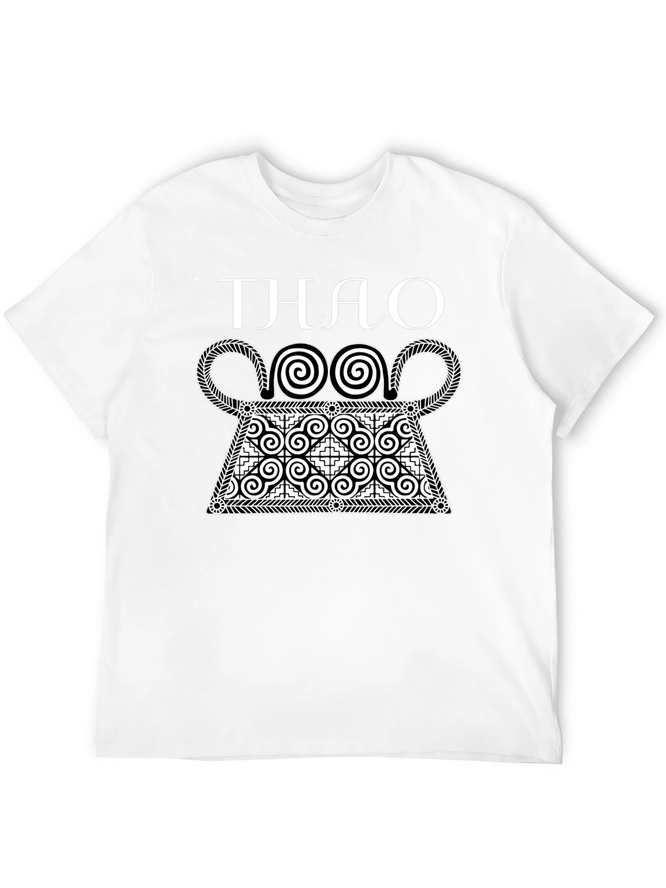Stylish Black T-Shirt with White Hmong Design