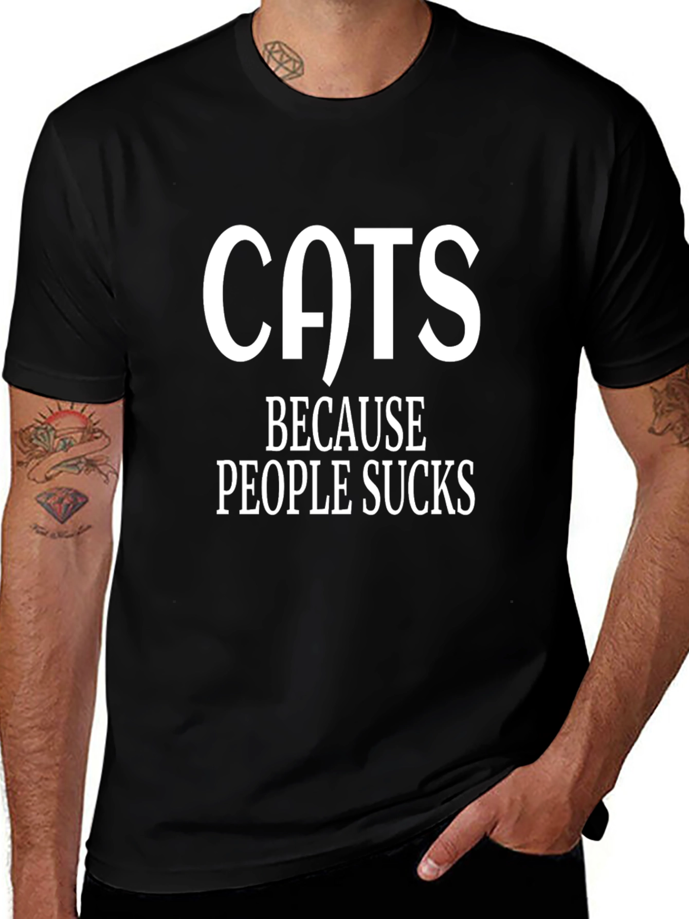 Cats Because People Sucks Graphic T-Shirt