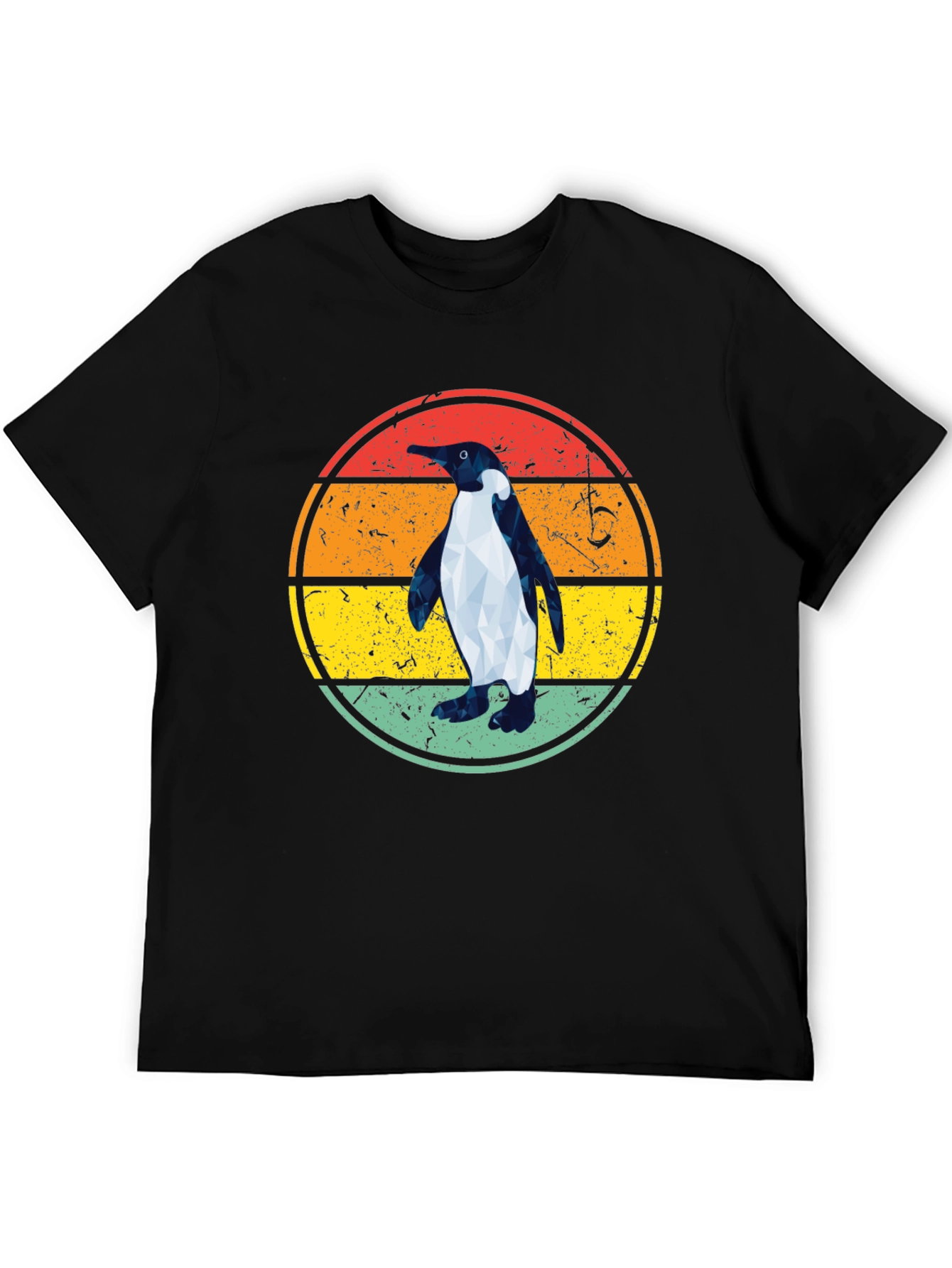 Retro Penguin Graphic Tee - Cool Geometric Design