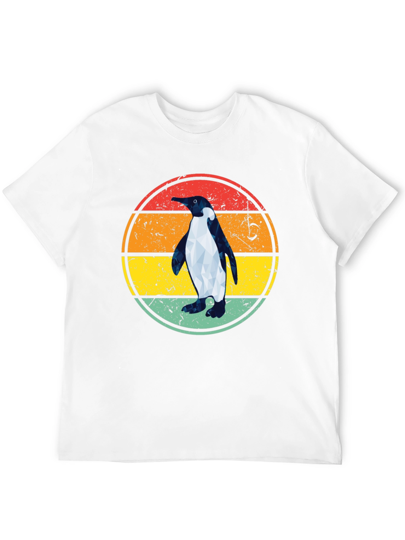 Retro Penguin Graphic Tee - Cool Geometric Design