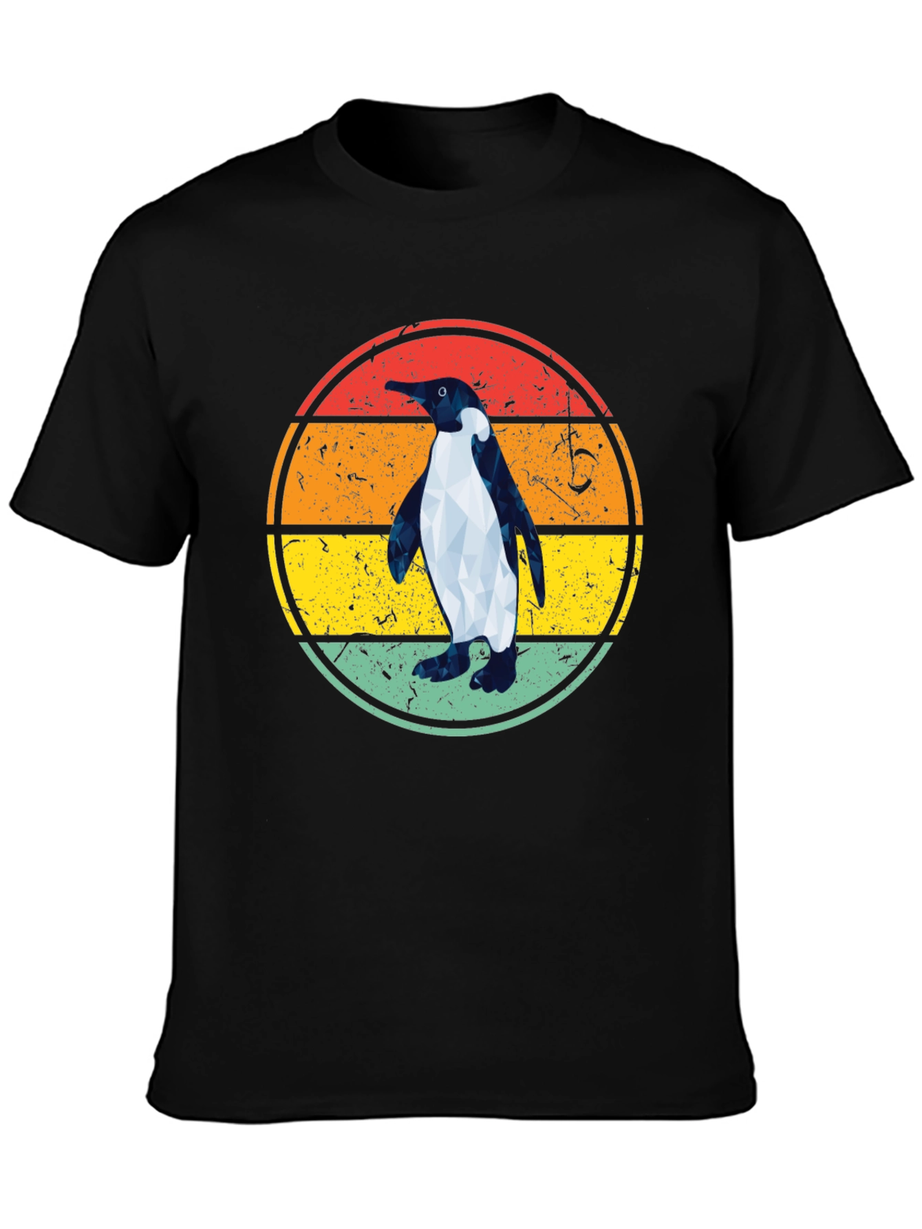 Retro Penguin Graphic Tee - Cool Geometric Design