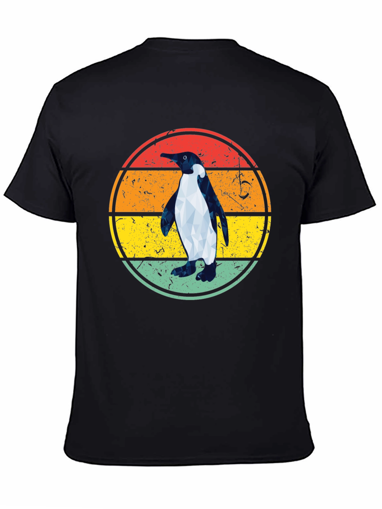 Retro Penguin Graphic Tee - Cool Geometric Design
