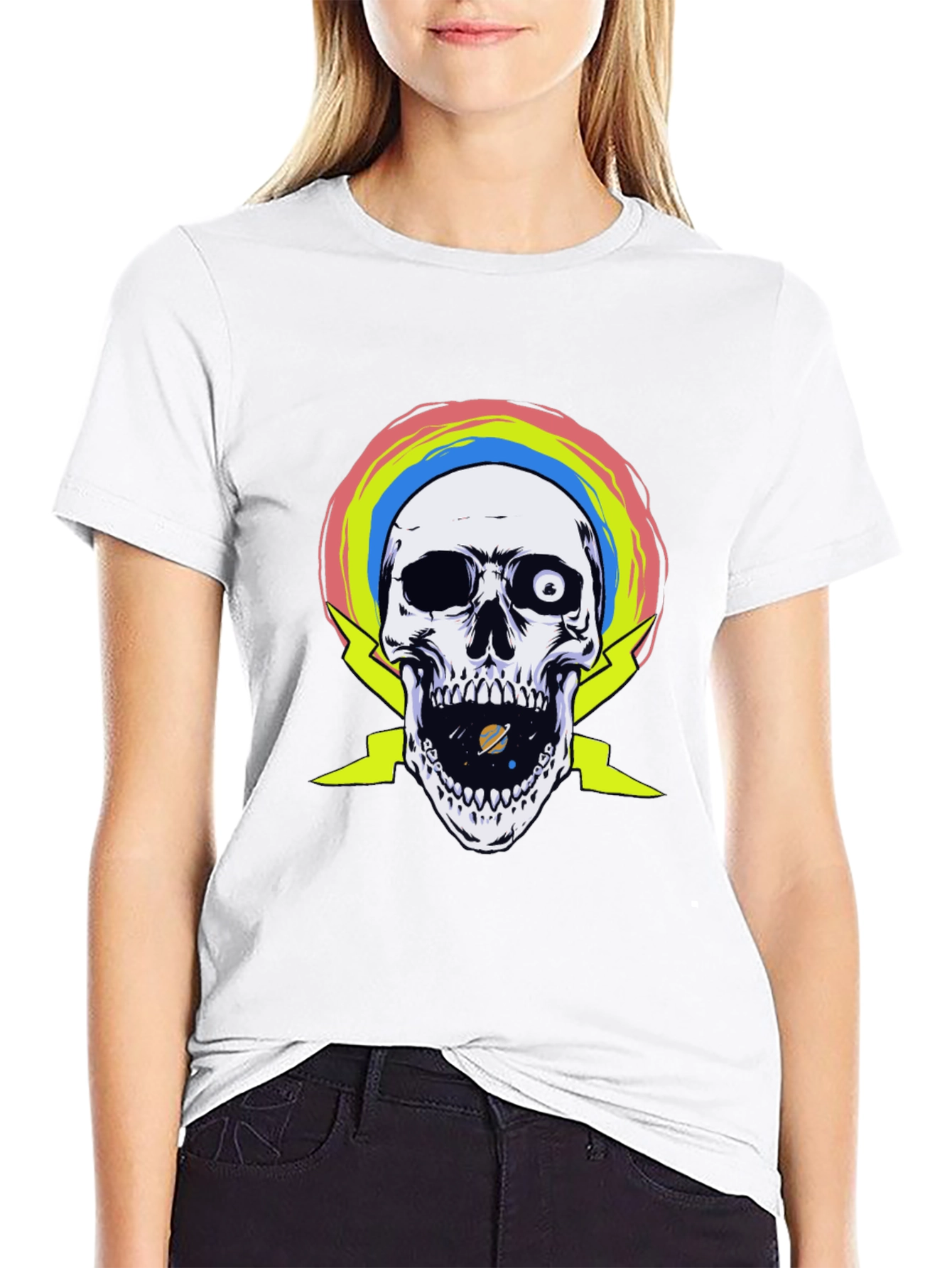 Skull with Rainbow and Lightning T-Shirt