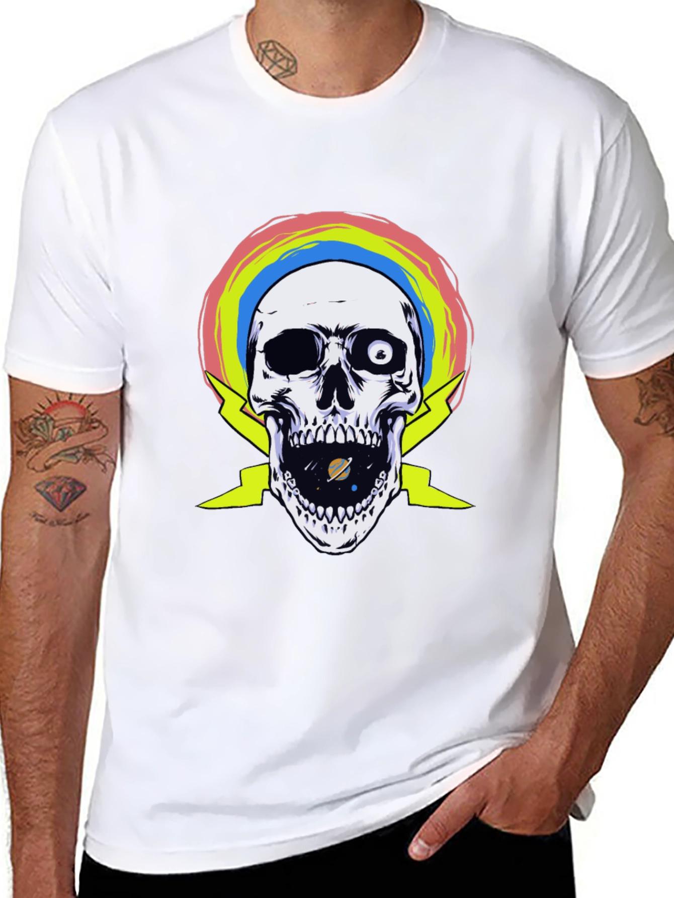 Skull with Rainbow and Lightning T-Shirt